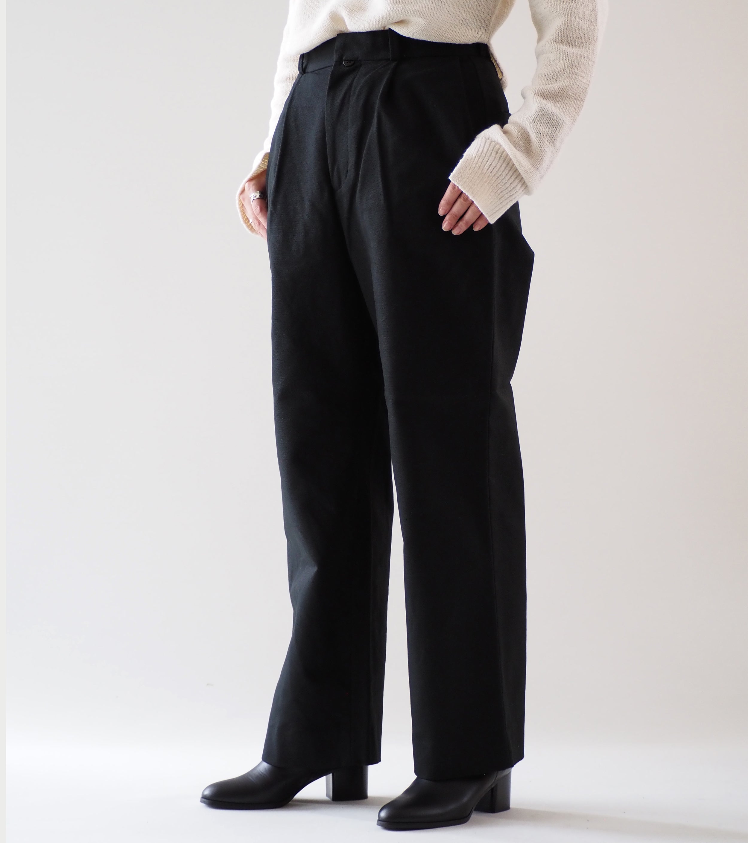 YAECA CANVAS DESIGN Chino Tuck Straight , Dark Navy