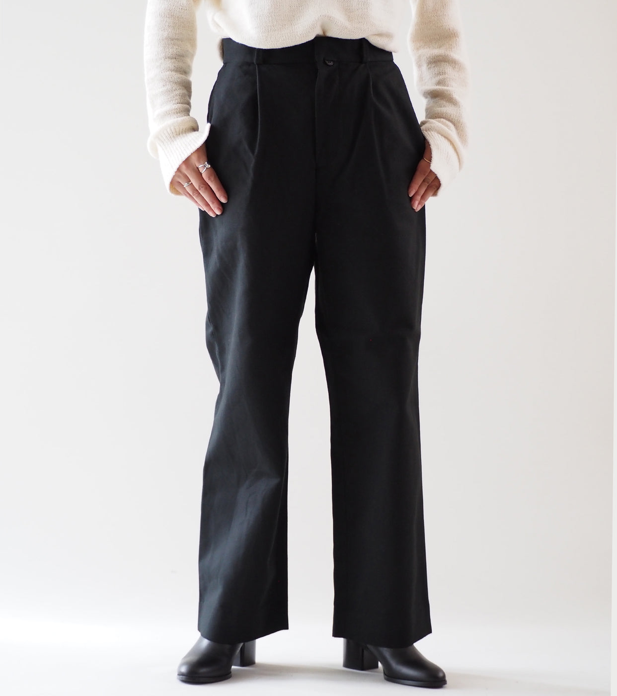 YAECA CANVAS DESIGN Chino Tuck Straight , Dark Navy