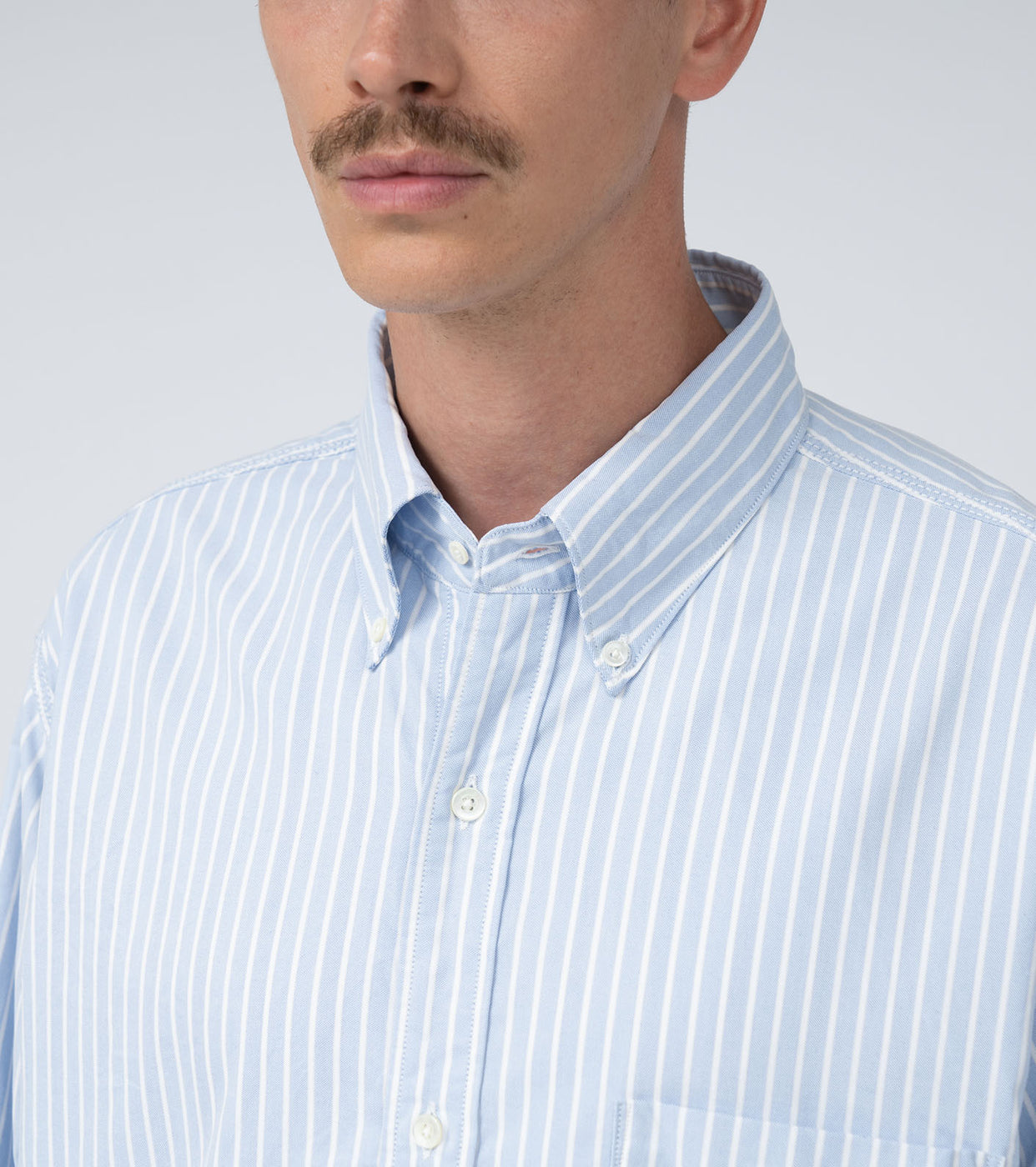nanamica Button down striped windshirt, Navy