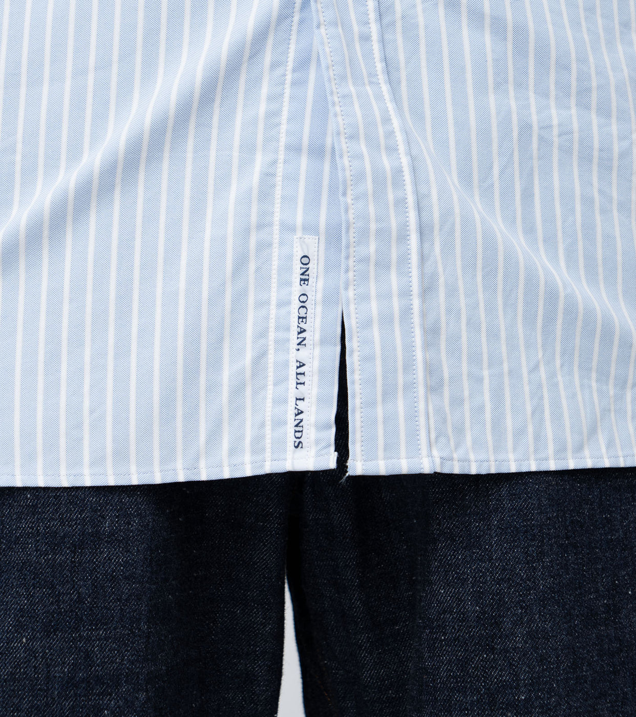 nanamica Button down striped windshirt, Navy