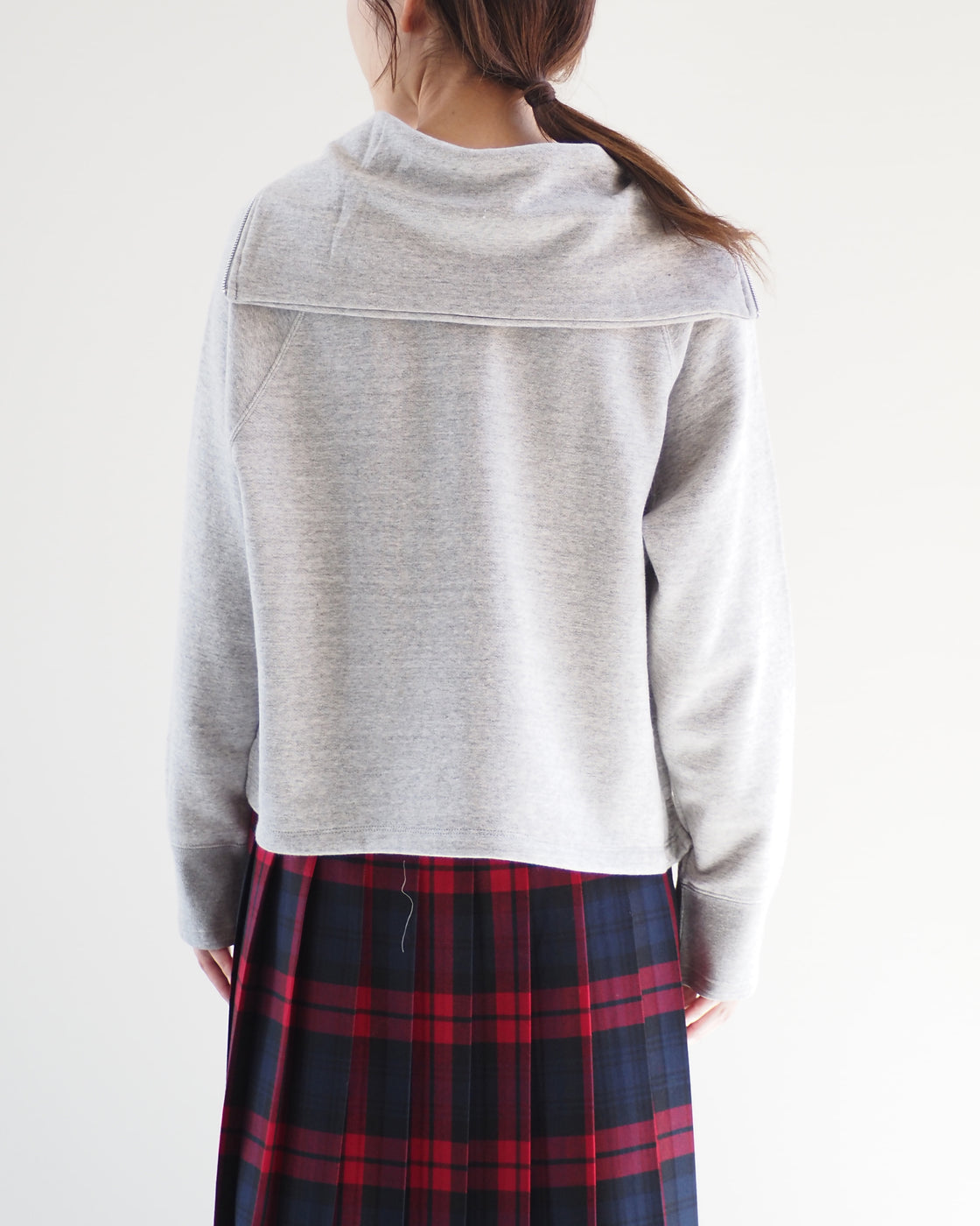 Americana Zip Sailor Collar Sweatshirt, Moku gray