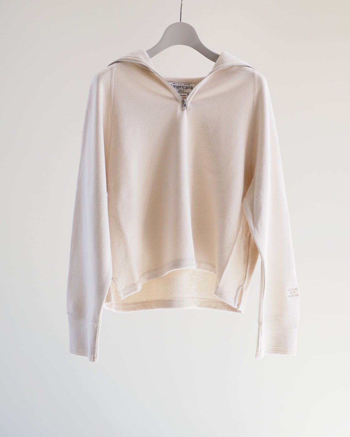 Americana Zip Sailor Collar Sweatshirt, Ivory