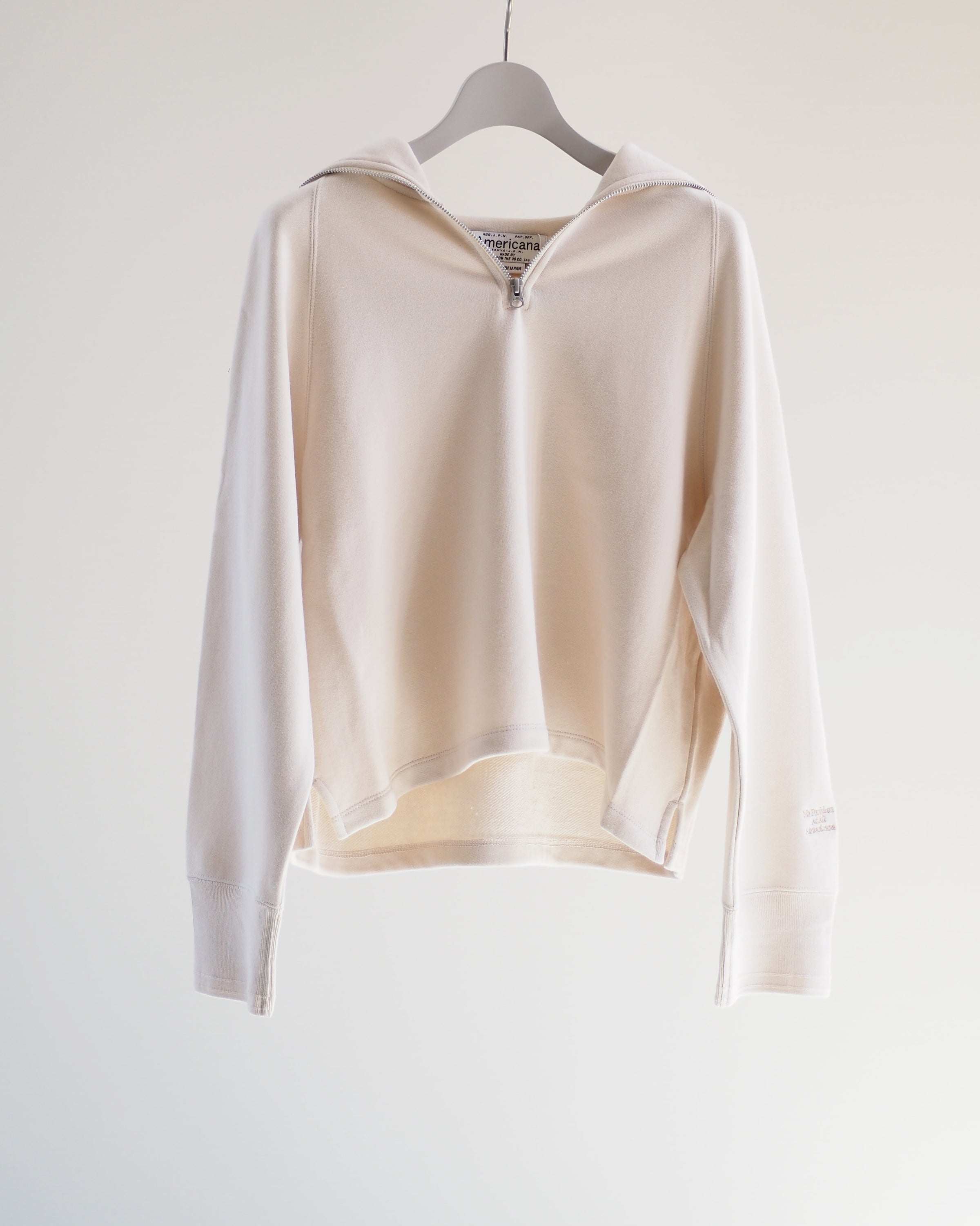 Americana Zip Sailor Collar Sweatshirt, Ivory