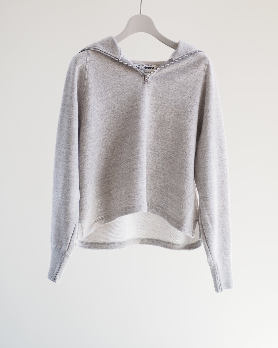 Americana Zip Sailor Collar Sweatshirt, Moku gray