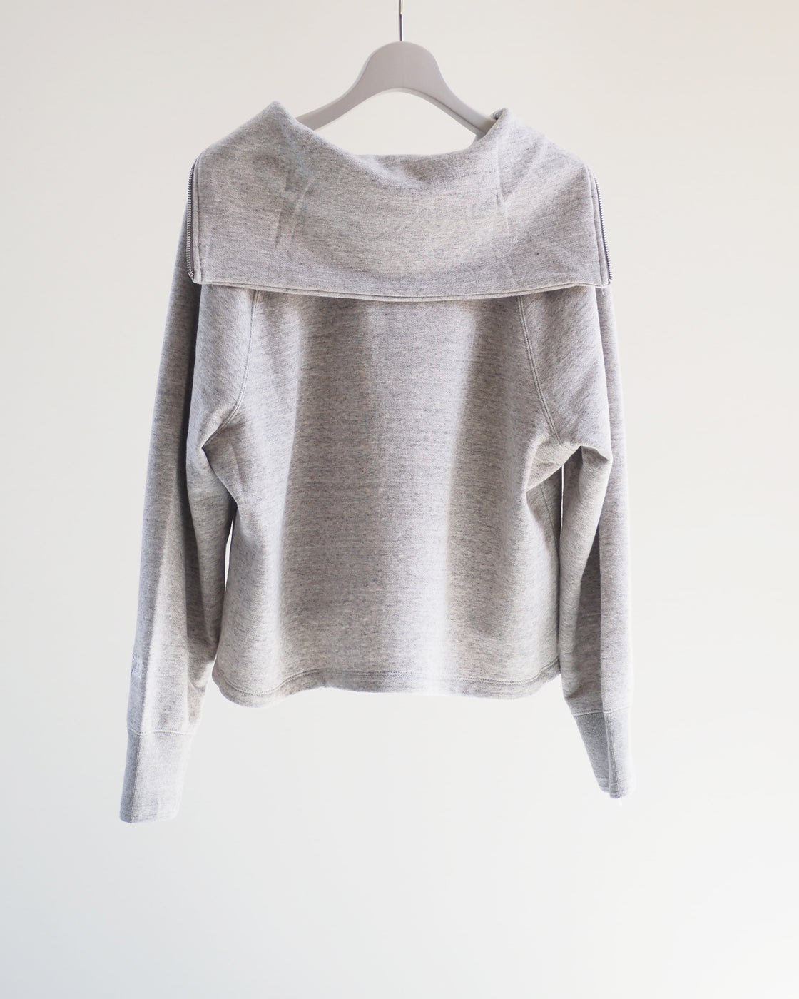Americana Zip Sailor Collar Sweatshirt, Moku gray