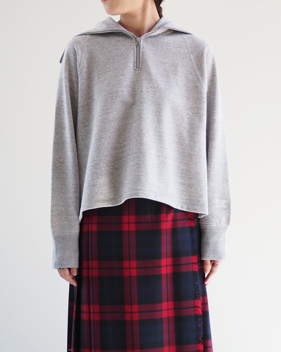 Americana Zip Sailor Collar Sweatshirt, Moku gray