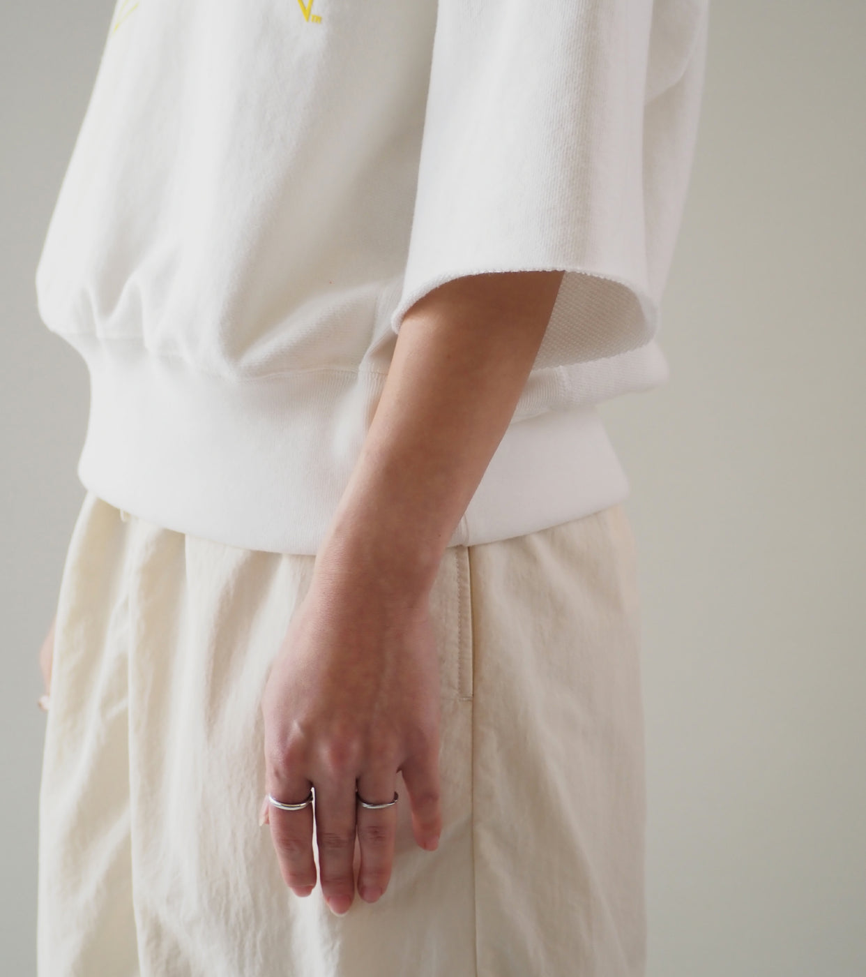 Americana Cutoff SweatShirt Crew , Off White