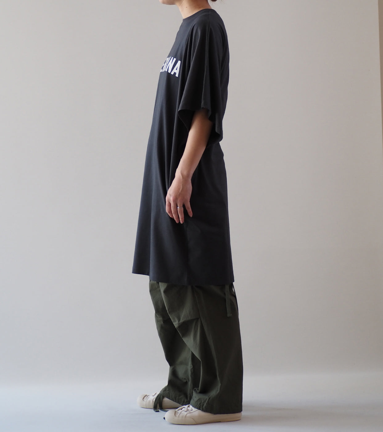 Americana Wide Sleeve Tee Shirt Tunic Length , Sumikuro