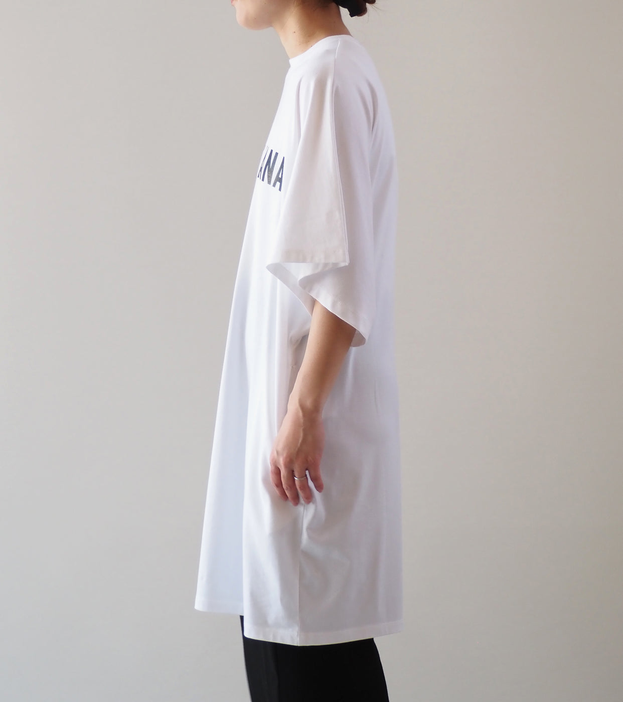 Americana Wide Sleeve Tee Shirt Tunic Length , Off White