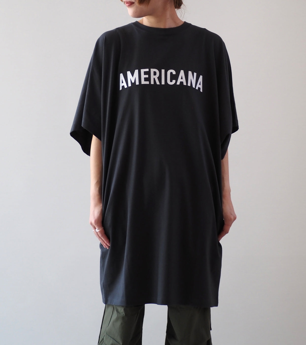 Americana Wide Sleeve Tee Shirt Tunic Length , Sumikuro