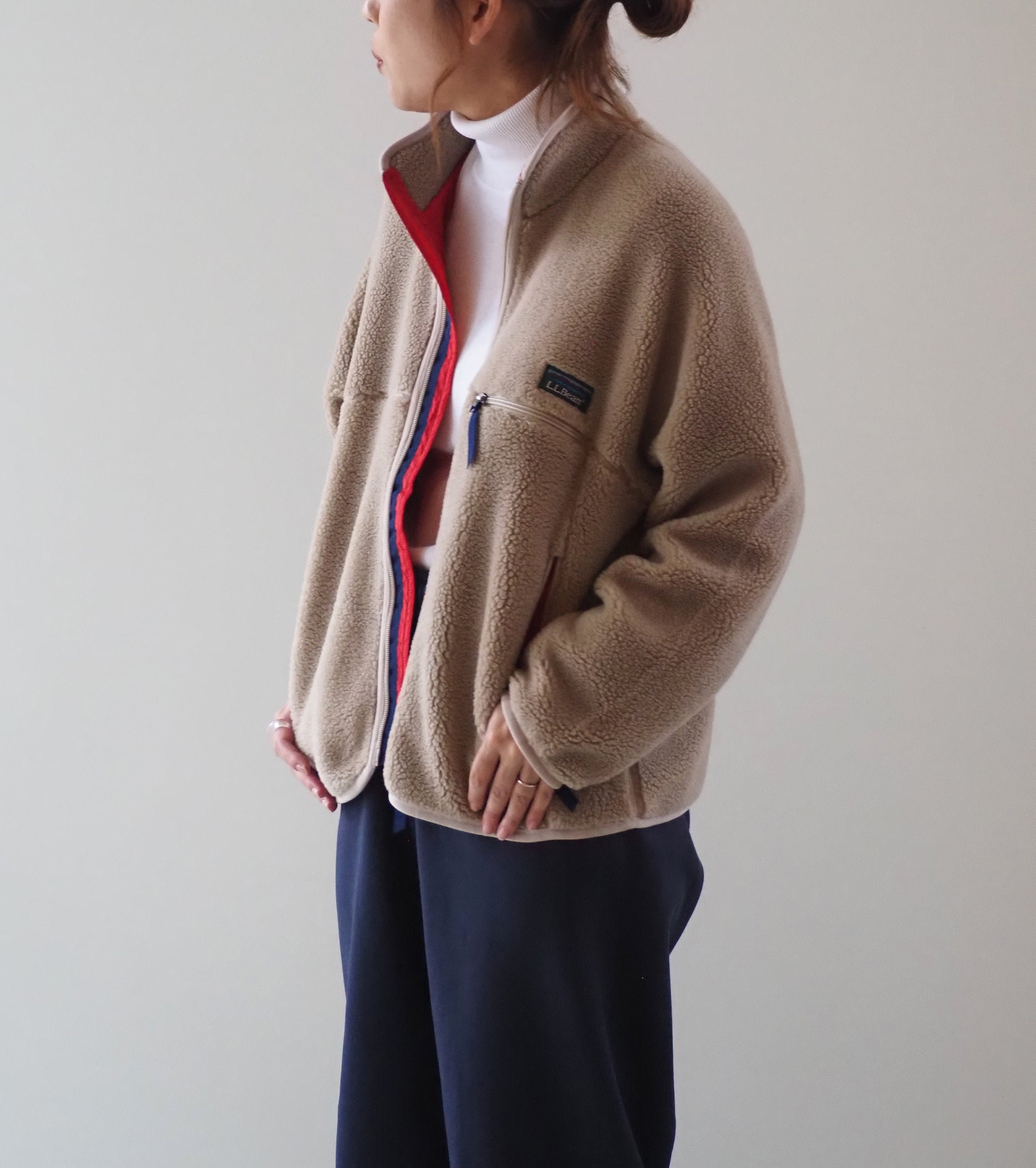 L.L.Bean JAPAN EDITION Women's Topsham Boa Fleece Jacket, Beige