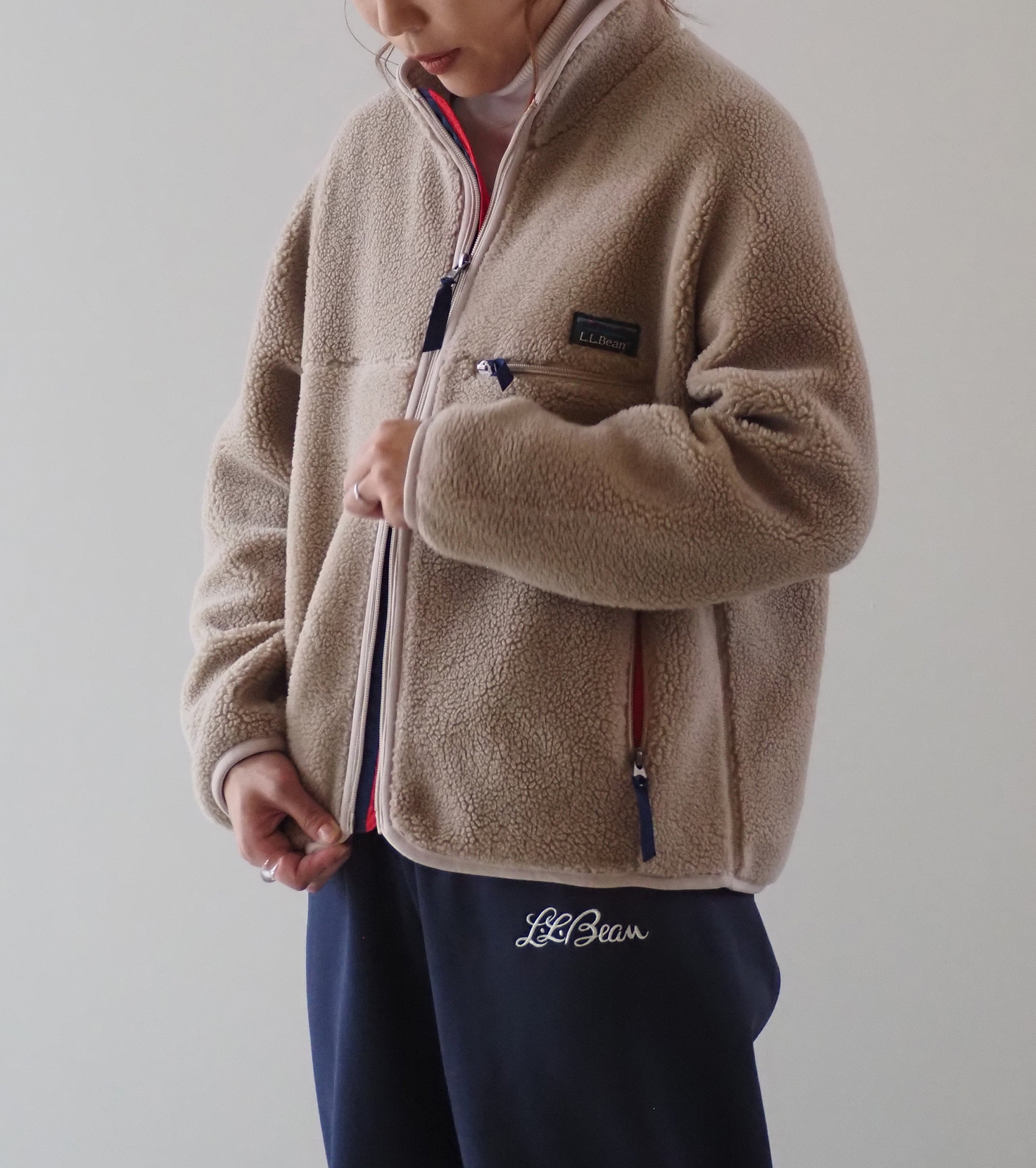 L.L.Bean JAPAN EDITION Women's Topsham Boa Fleece Jacket, Beige