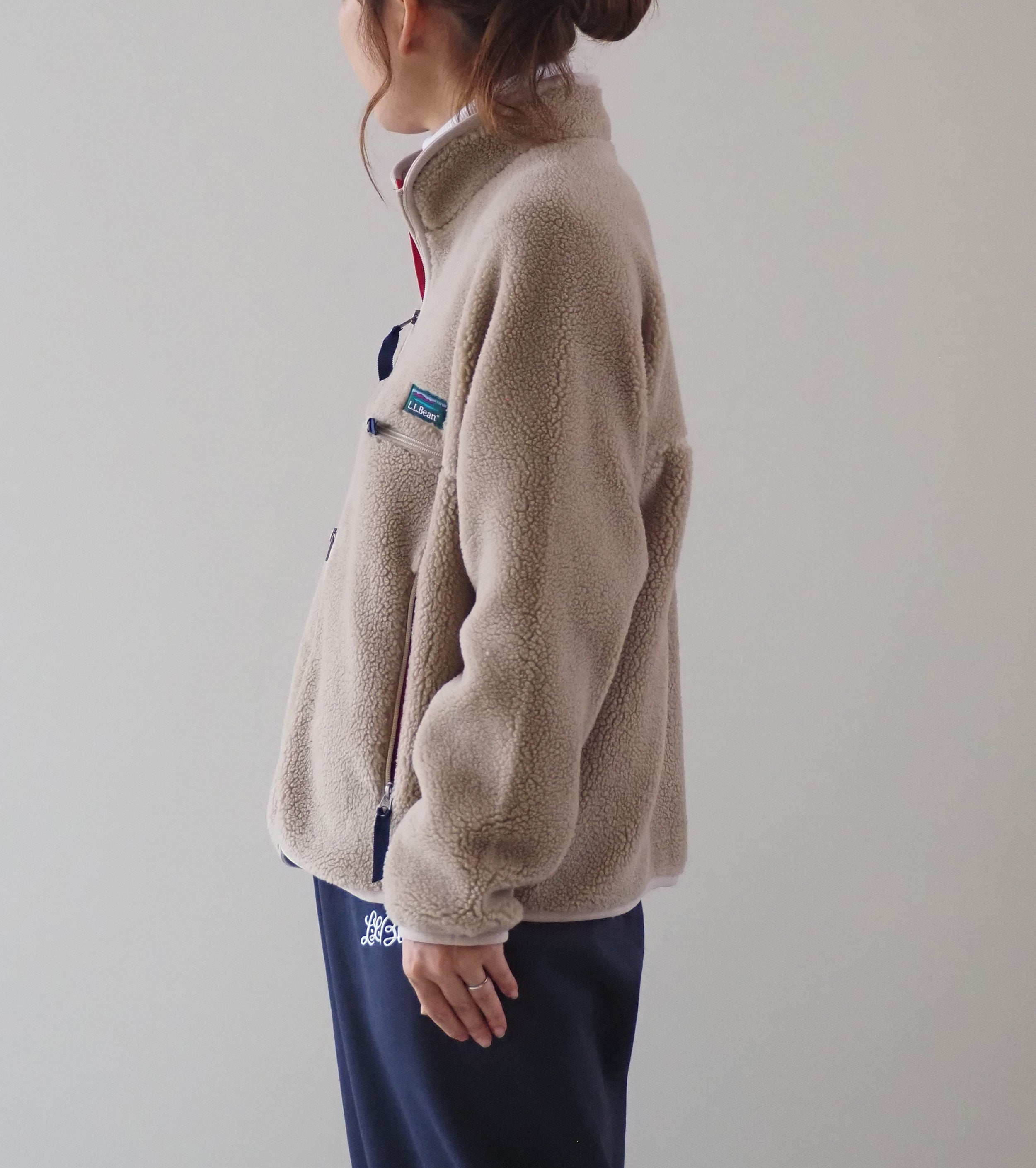 L.L.Bean JAPAN EDITION Women's Topsham Boa Fleece Jacket, Beige