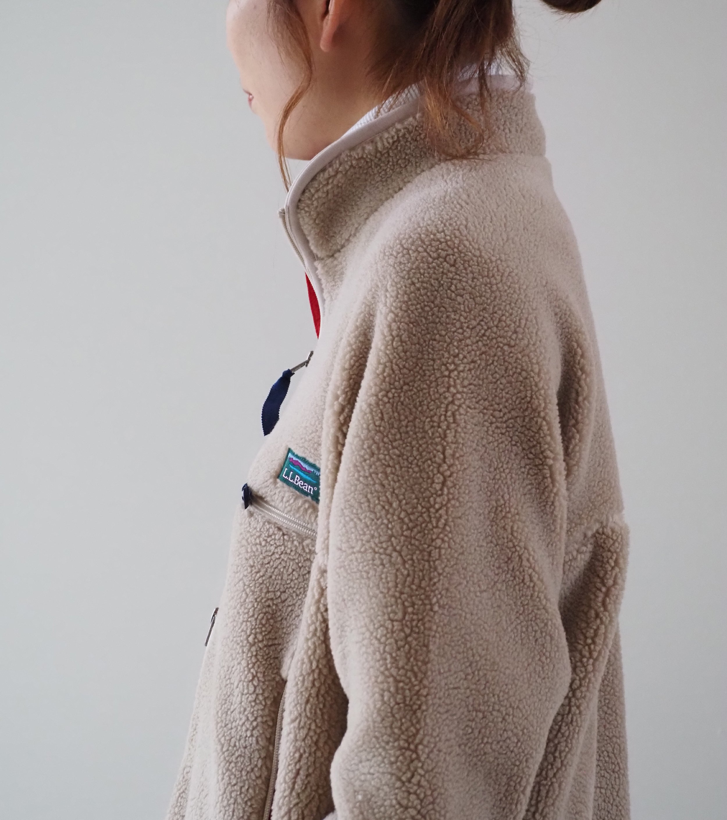L.L.Bean JAPAN EDITION Women's Topsham Boa Fleece Jacket, Beige