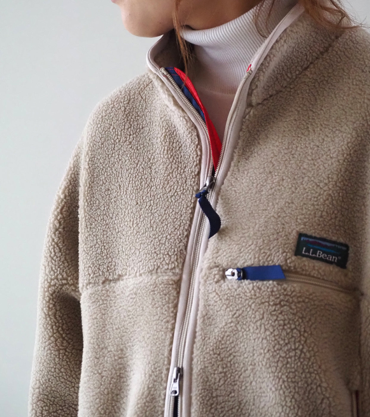 L.L.Bean JAPAN EDITION Women's Topsham Boa Fleece Jacket, Beige