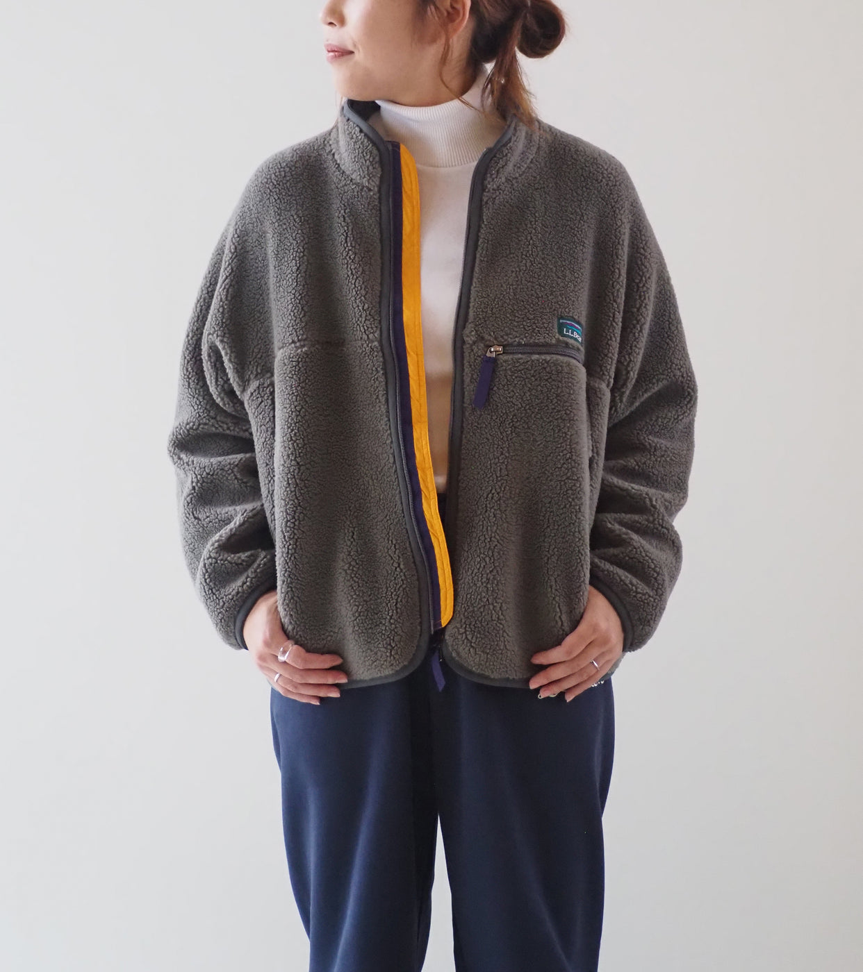 L.L.Bean JAPAN EDITION Women's Topsham Boa Fleece Jacket, Beige