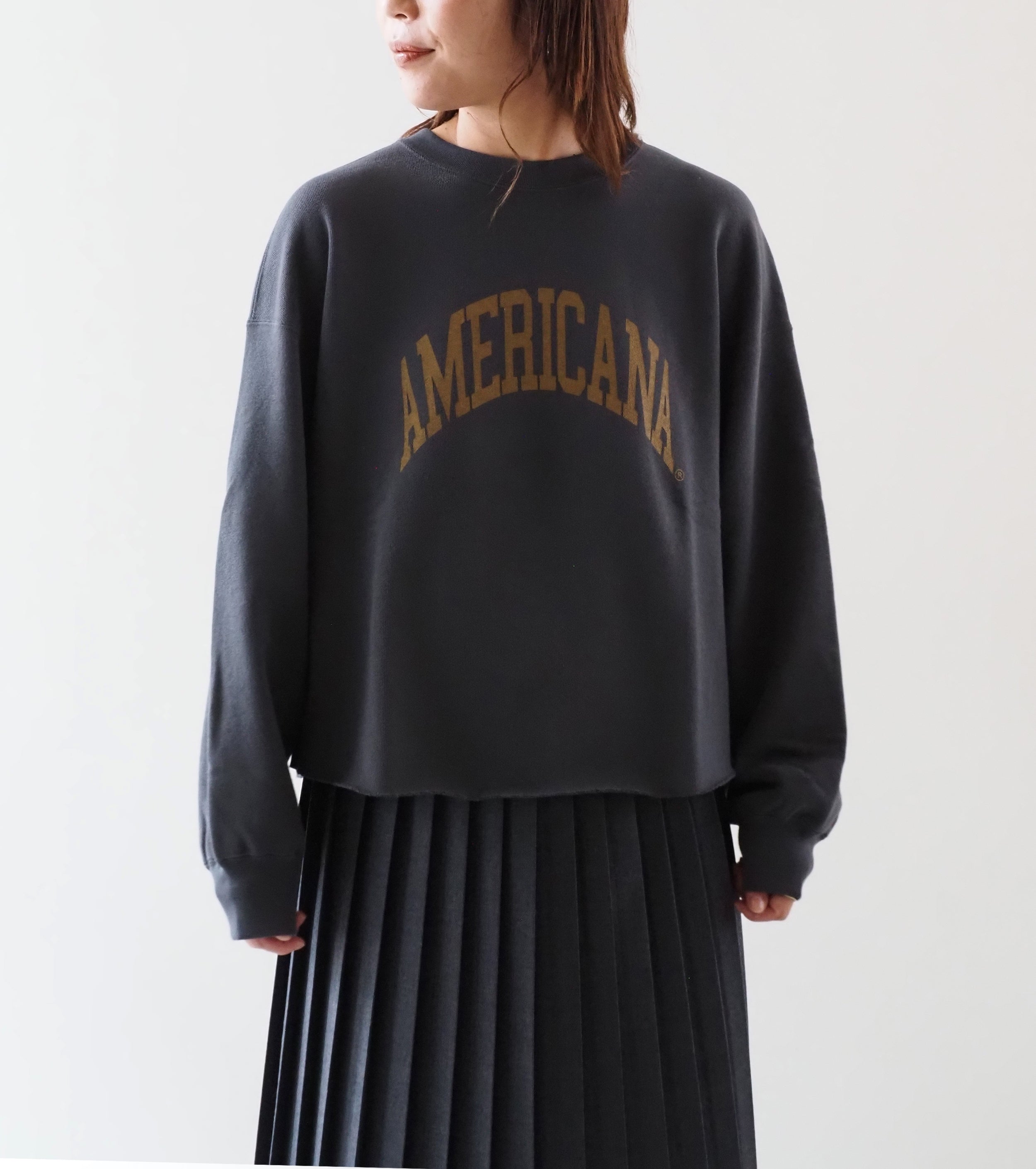 Americana 14ゲージ裏毛 クロップド カットオフ スウェット , Charcoal