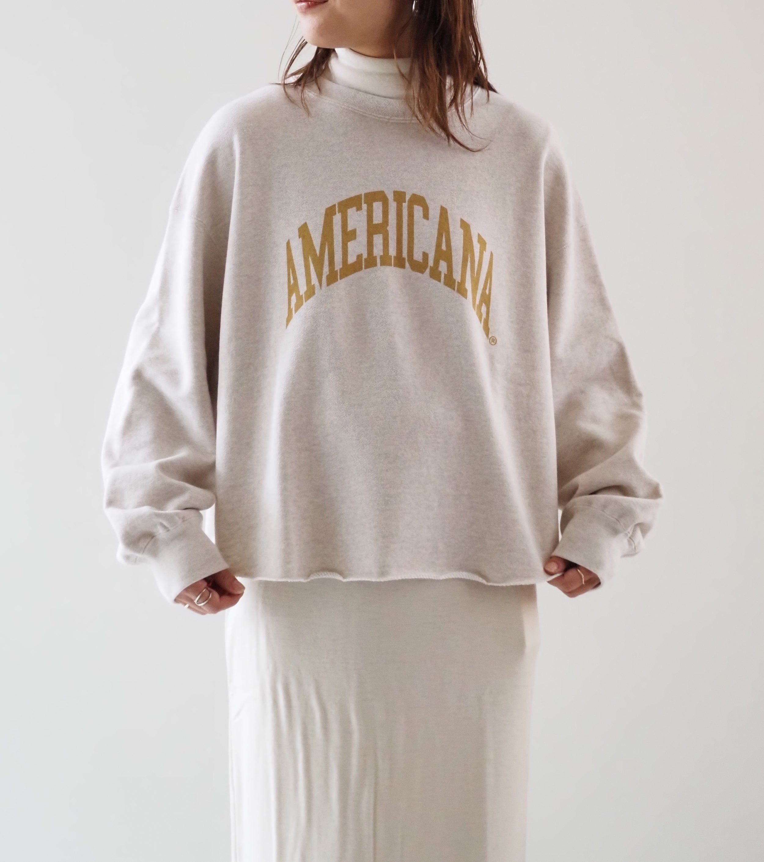 Americana 14ゲージ裏毛 クロップド カットオフ スウェット , Oatmeal