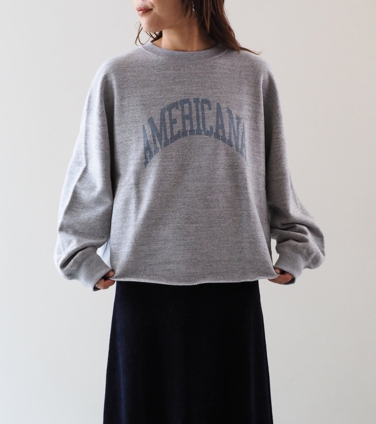 Americana 14 Gauge Cropped Cut-Off Sweat , Moku Gray