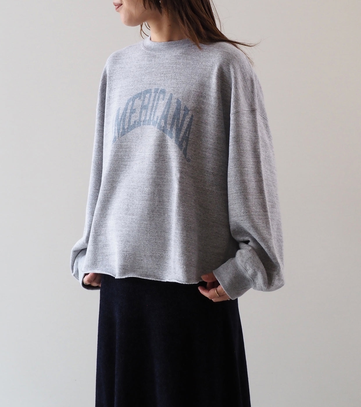Americana 14 Gauge Cropped Cut-Off Sweat , Moku Gray