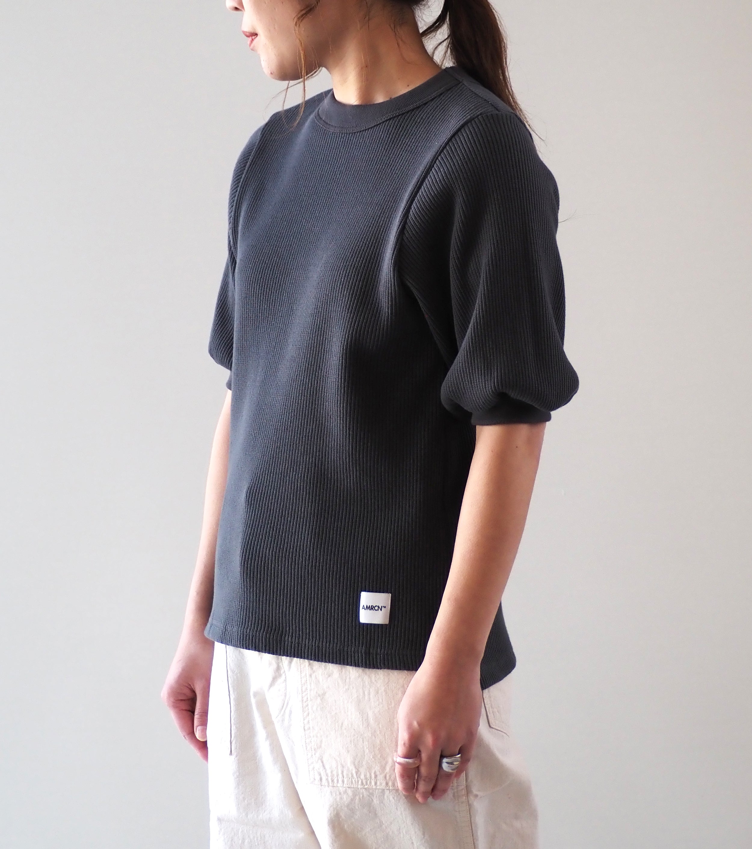Americana ヴィンテージリブ ショートスリーブ ティー , Charcoal Gray