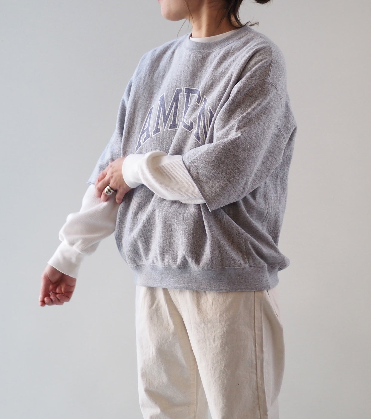 Americana Cut Off Reverse Weave Sweat Shirt , Moku Gray