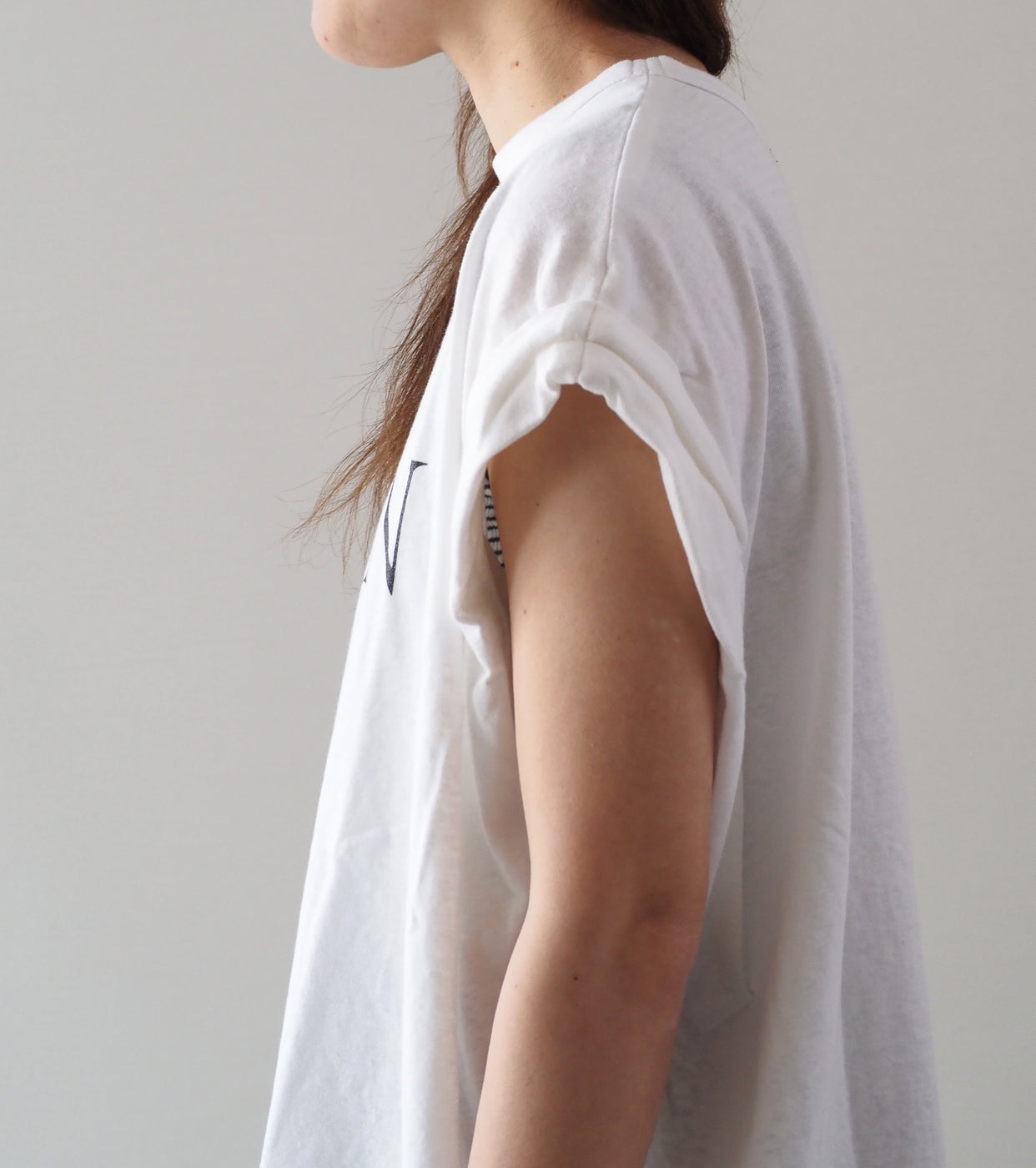 Americana Roll Up Sleeve T-Shirt , Off White