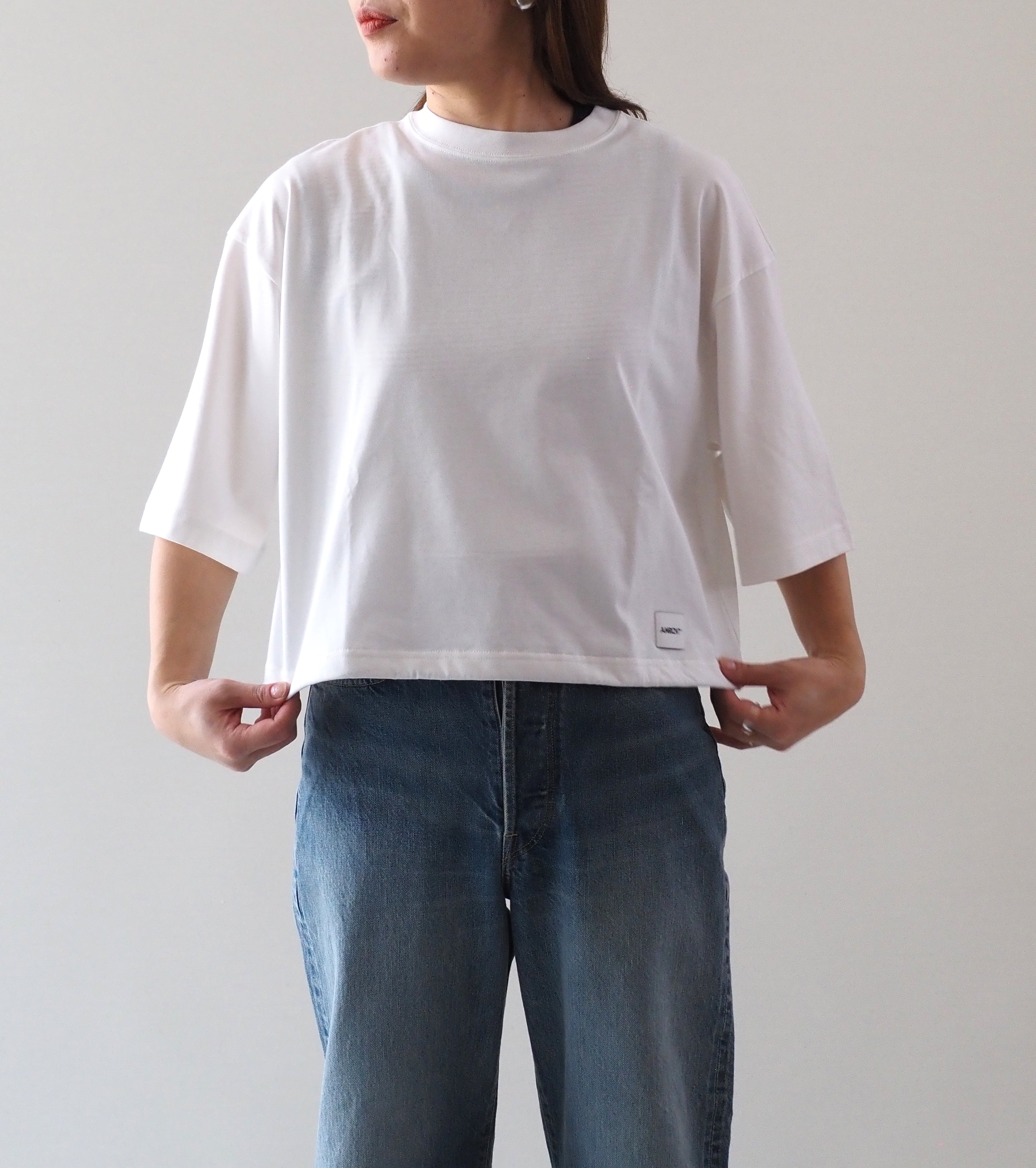 Americana ドローコードワイドクロップドTシャツ Americana 裾ドローコード ワイドクロップド Tシャツ , Black