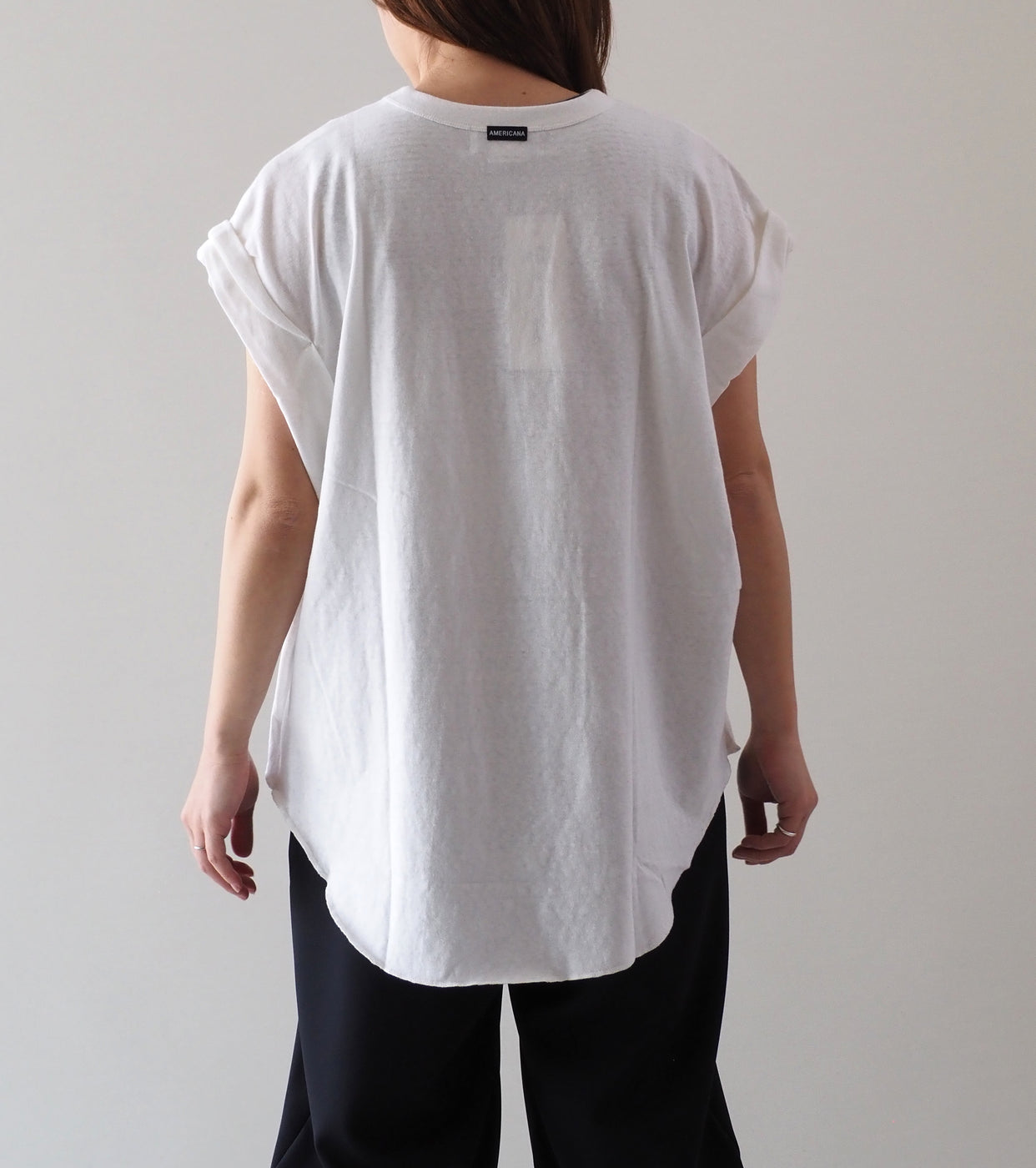 Americana Roll Up Sleeve T-Shirt , Off White