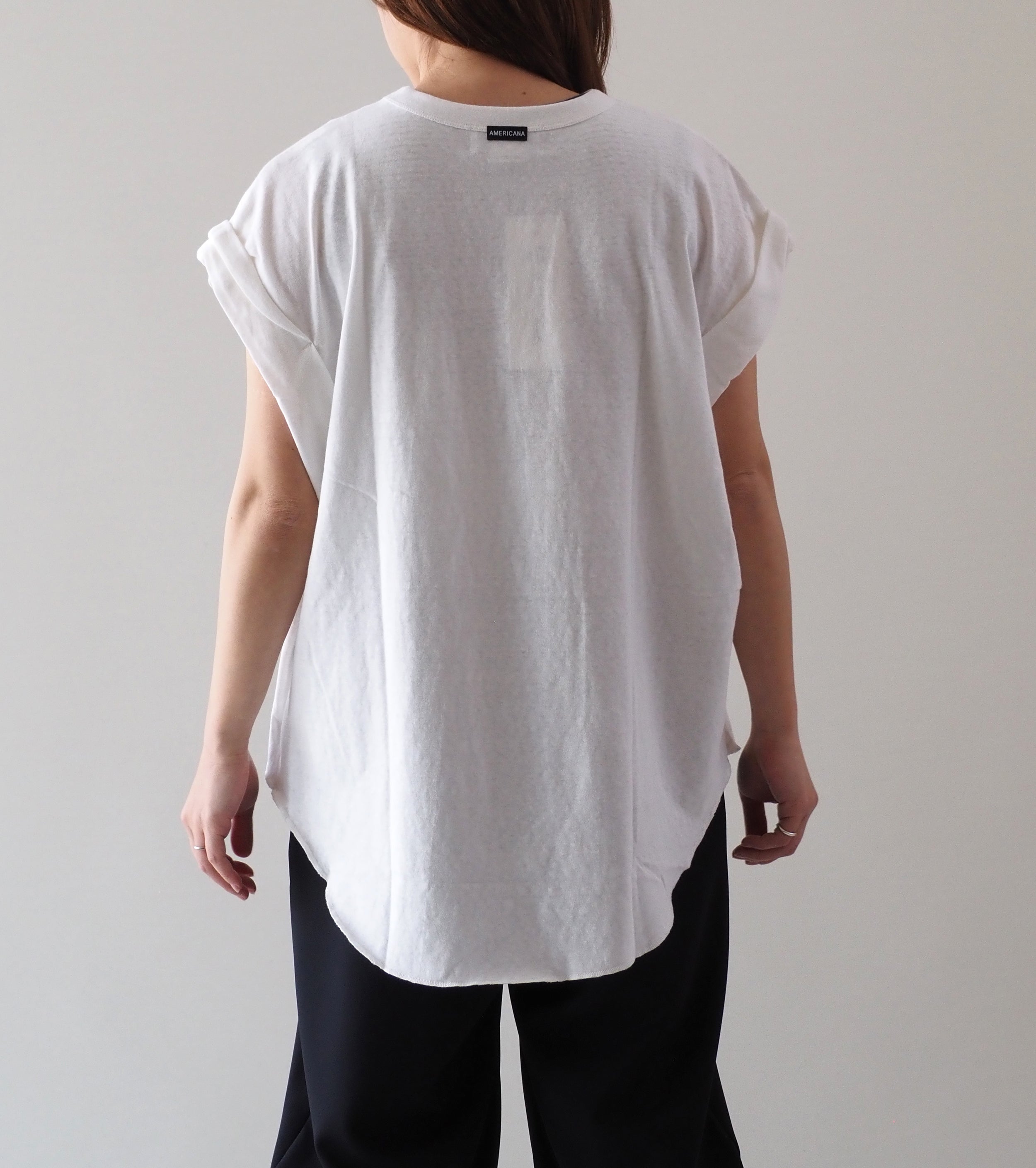 Americana Roll Up Sleeve T-Shirt , Off White