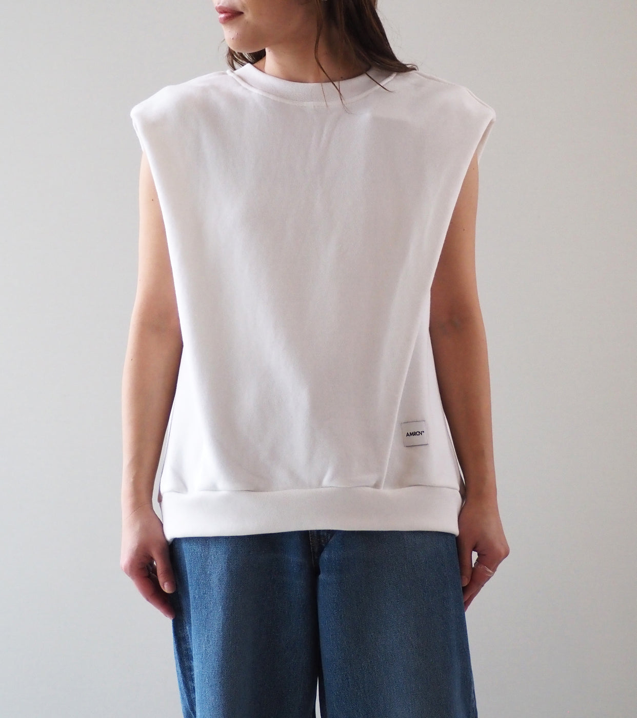 Americana Back Zip Sweat Vest, Off White