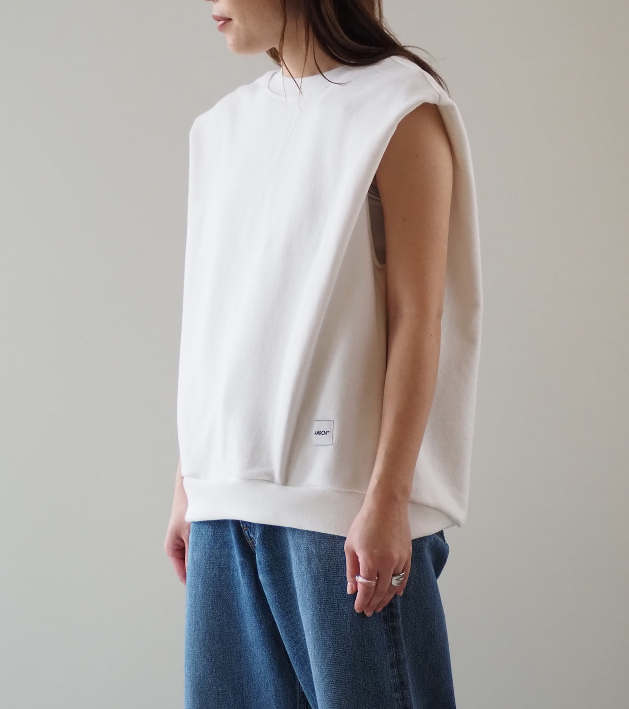 Americana Back Zip Sweat Vest, Off White