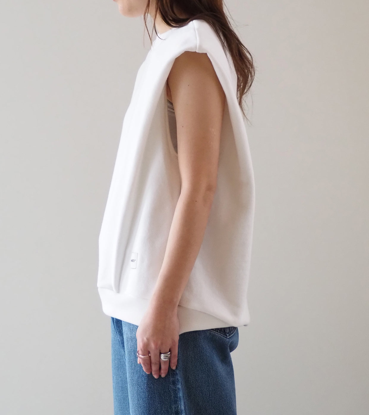 Americana Back Zip Sweat Vest, Off White
