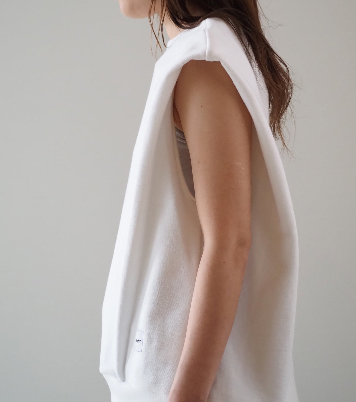 Americana Back Zip Sweat Vest, Off White