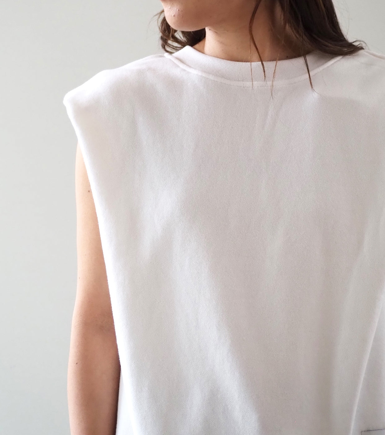 Americana Back Zip Sweat Vest, Off White