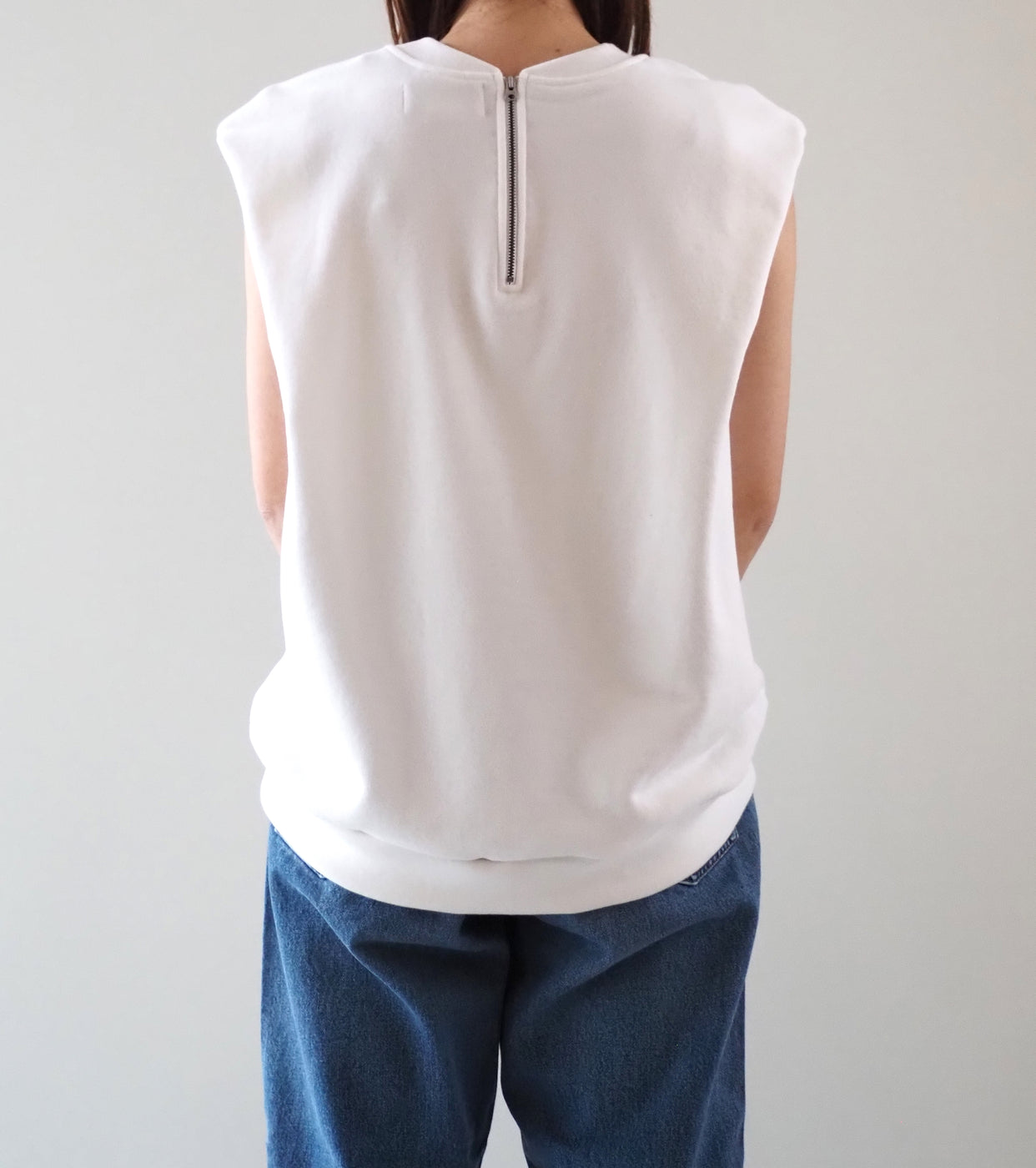 Americana Back Zip Sweat Vest, Off White