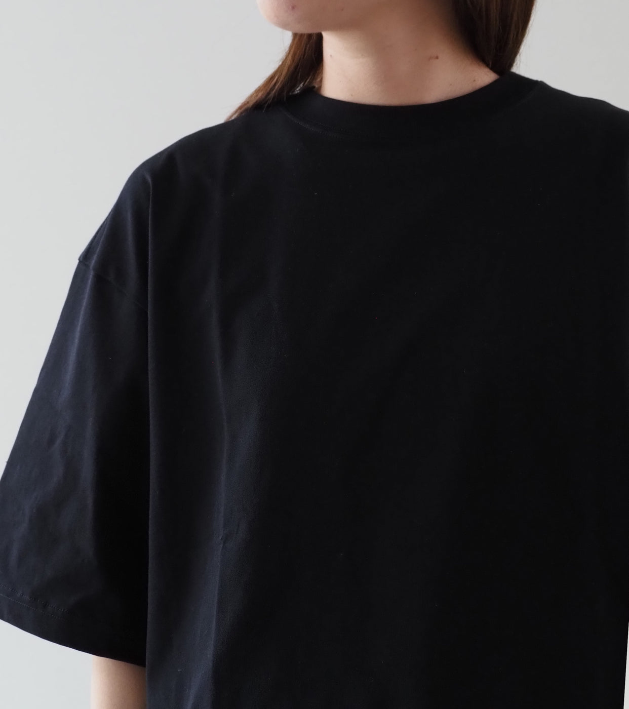 Americana Drawstring Hem Wide Cropped T-Shirt , Black