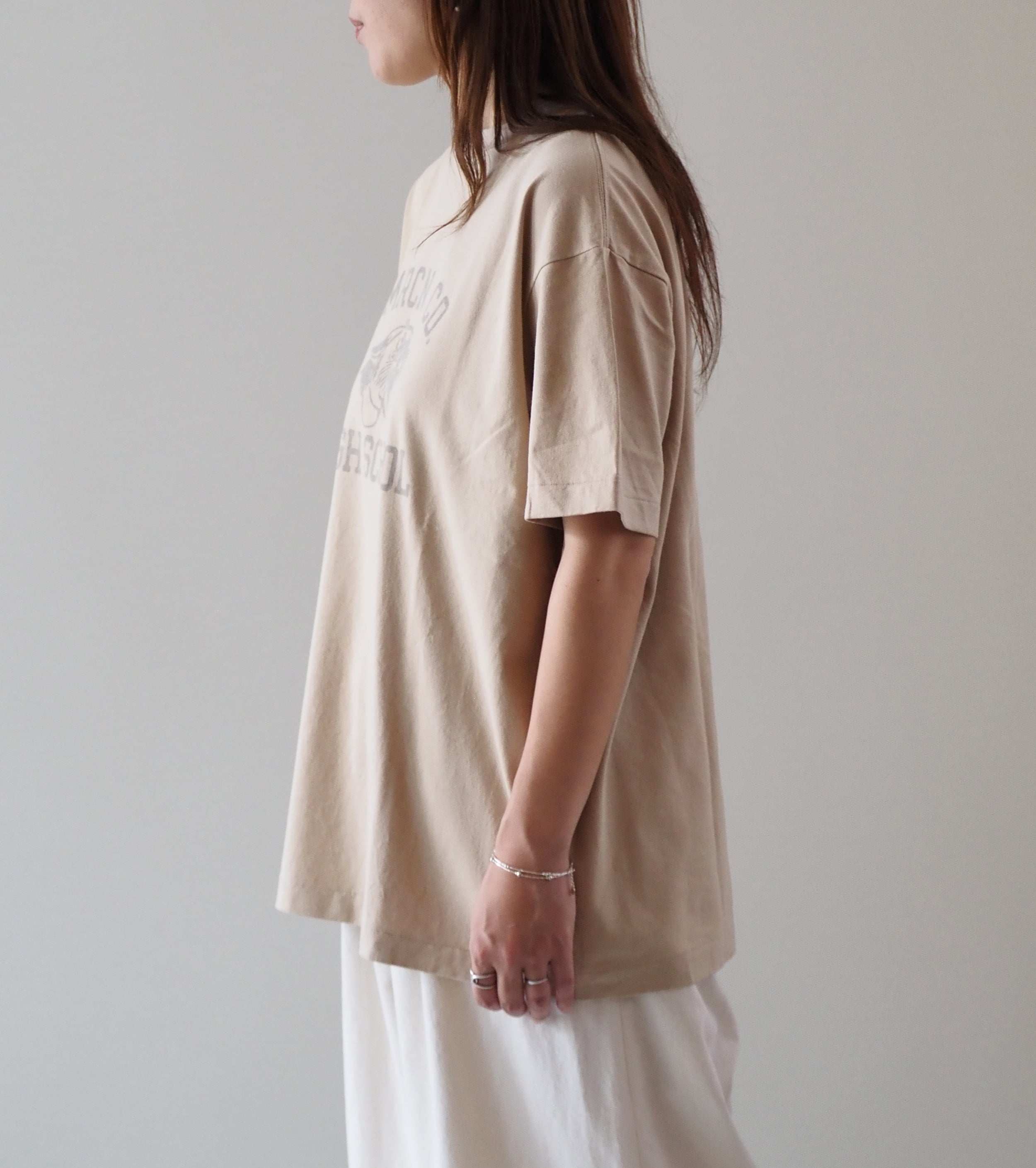 Americana USED Wash Short Sleeve T-Shirt , Beige