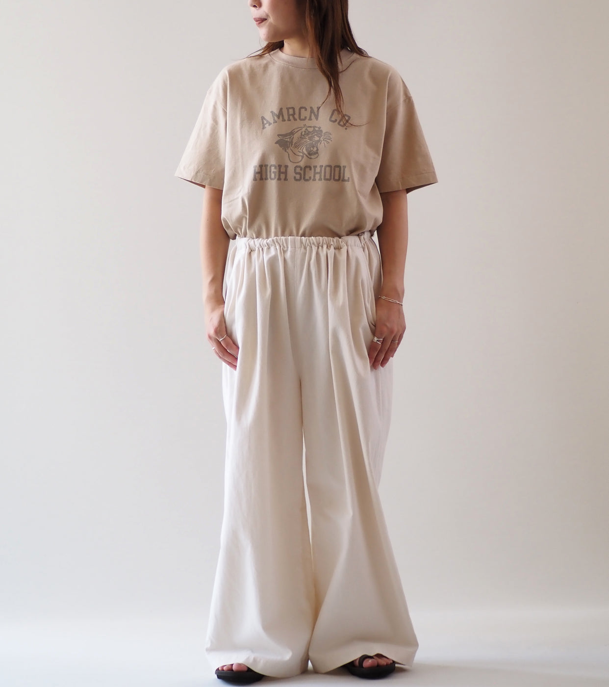 Americana USED Wash Short Sleeve T-Shirt , Beige
