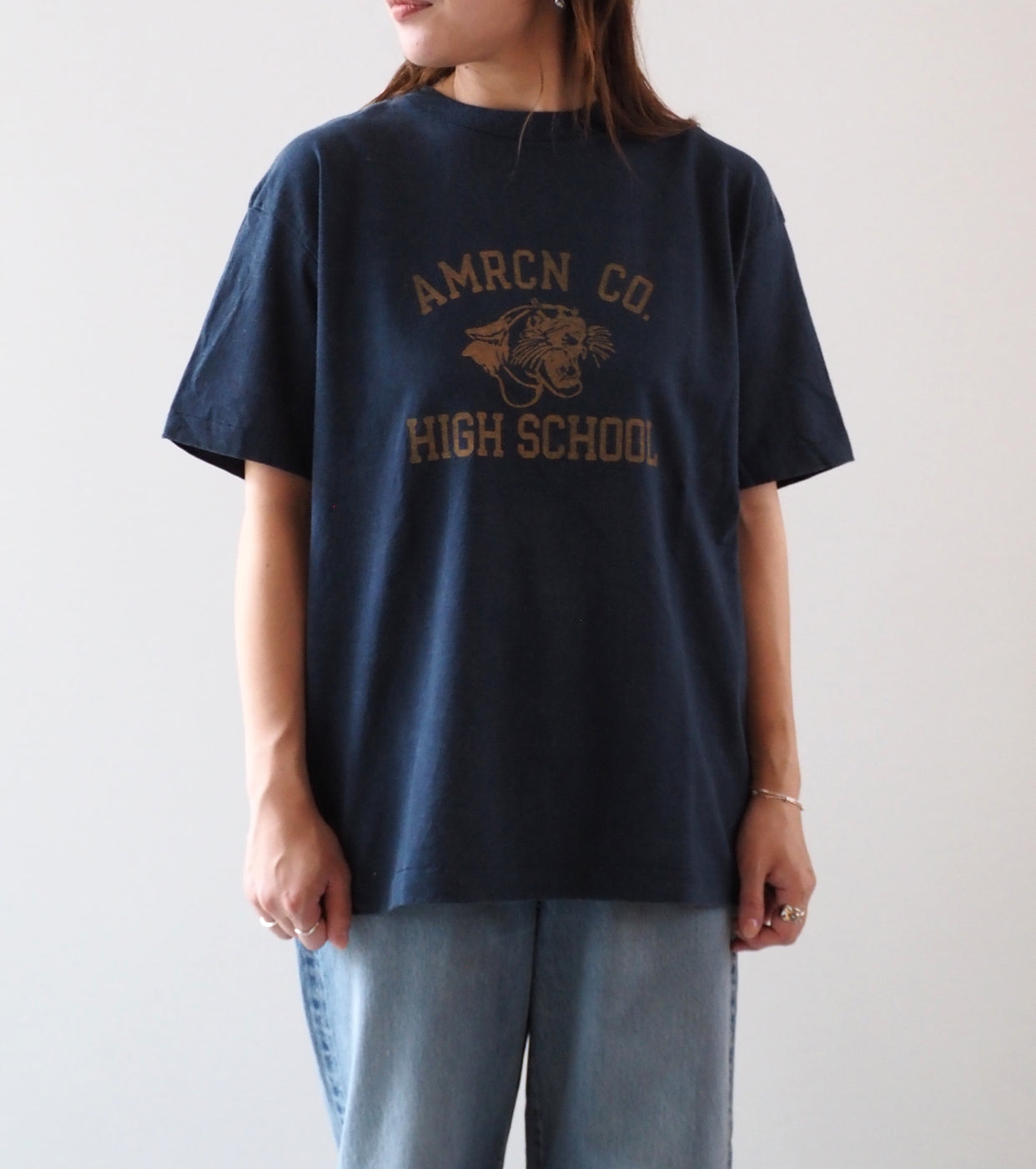 Americana USED Wash Short Sleeve T-Shirt , Navy