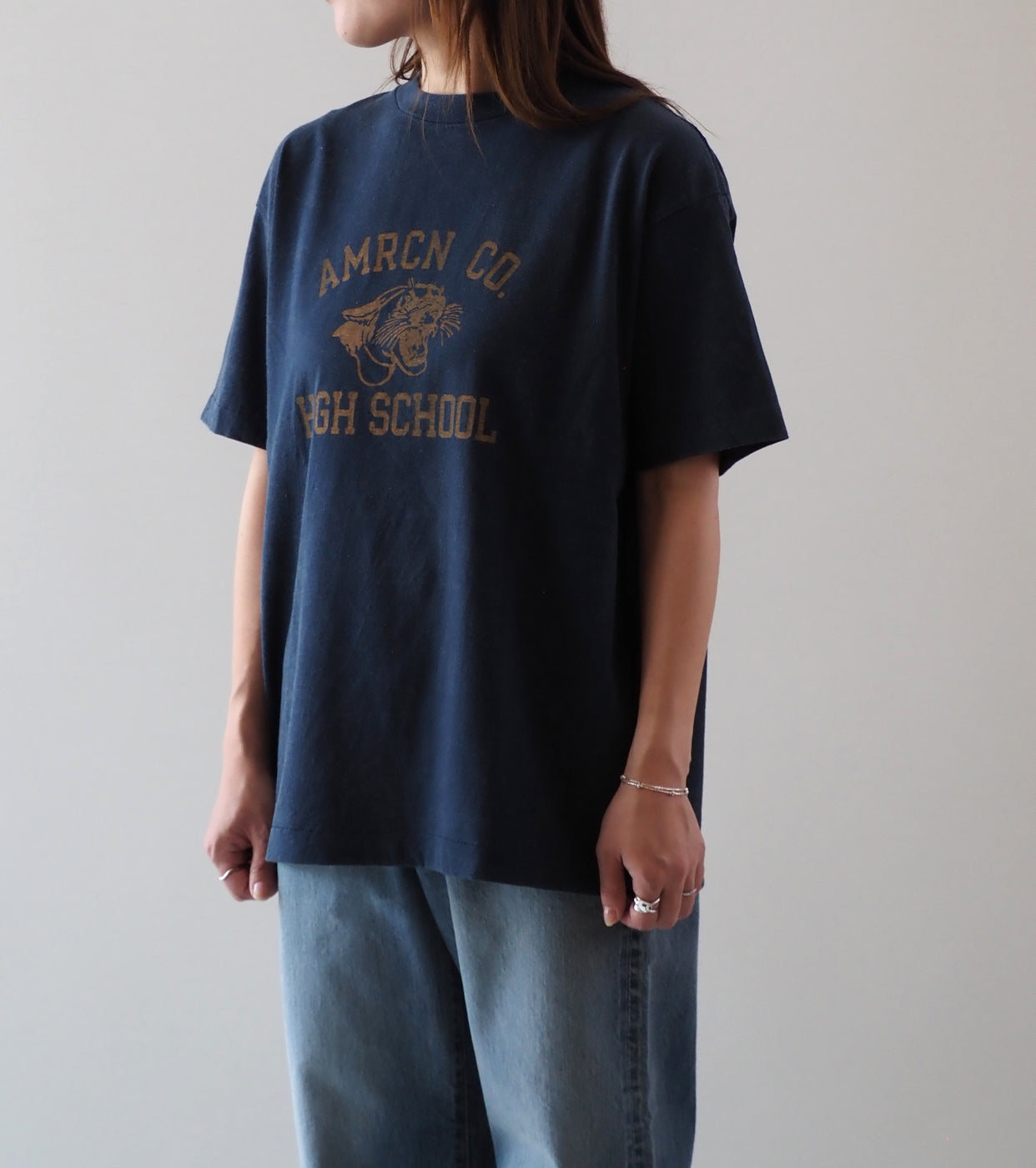 Americana USED Wash Short Sleeve T-Shirt , Navy