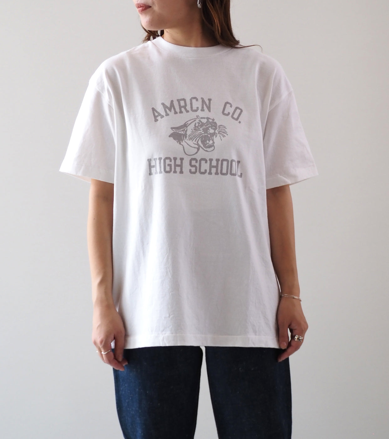 Americana USED Wash Short Sleeve T-Shirt , White