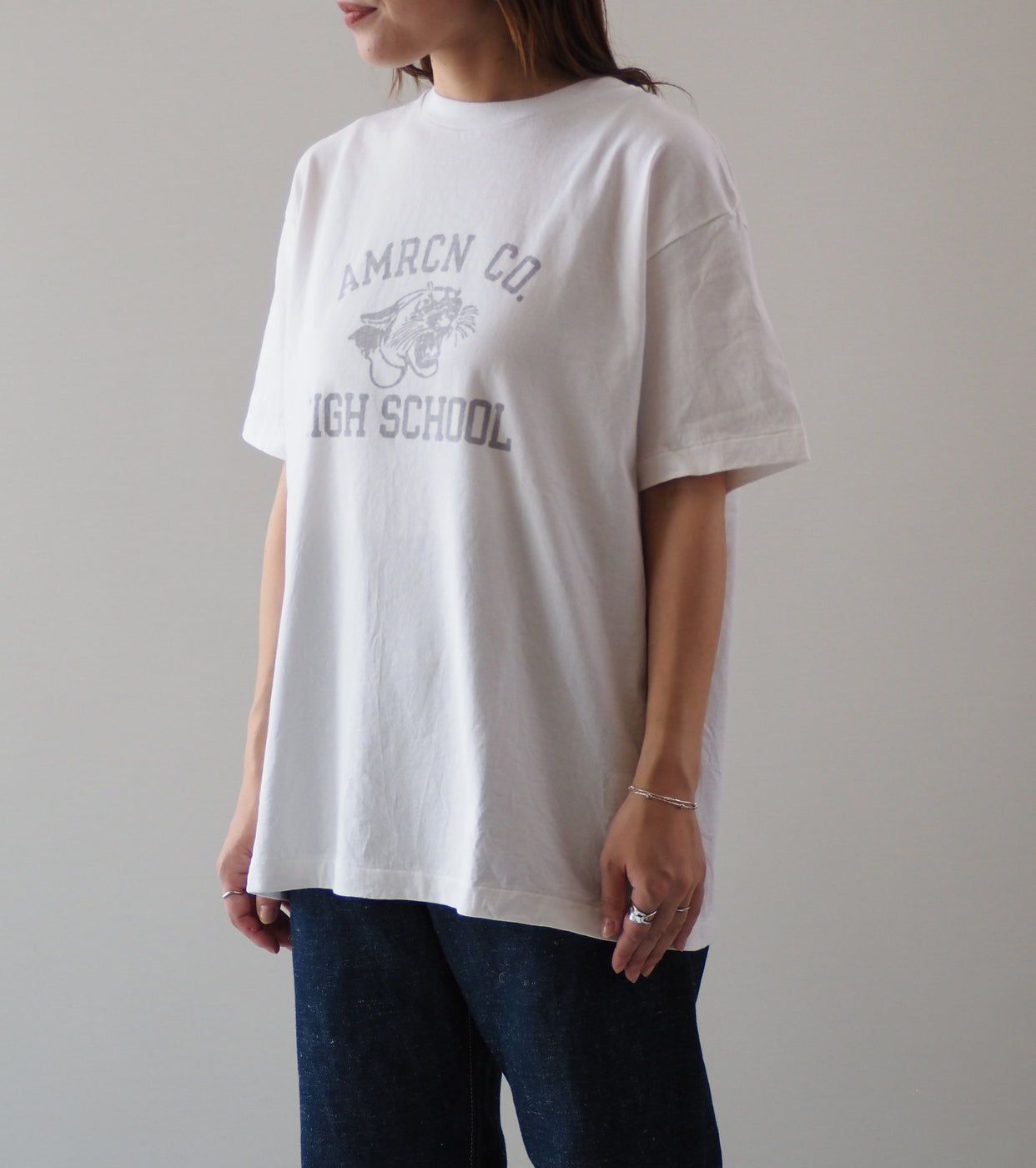 Americana USED Wash Short Sleeve T-Shirt , White