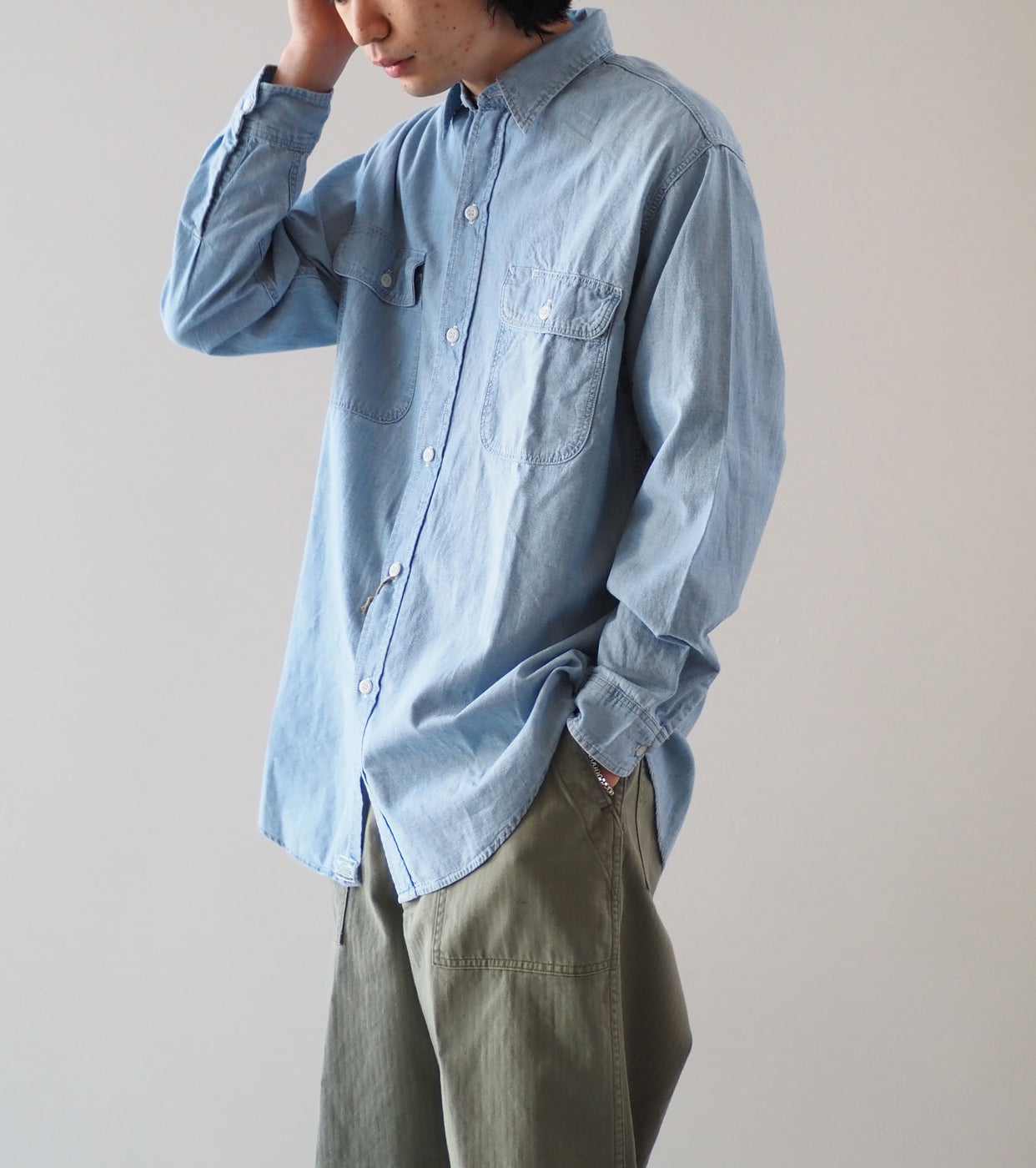 orslow Chambray Work Shirts, Chambray Bleached