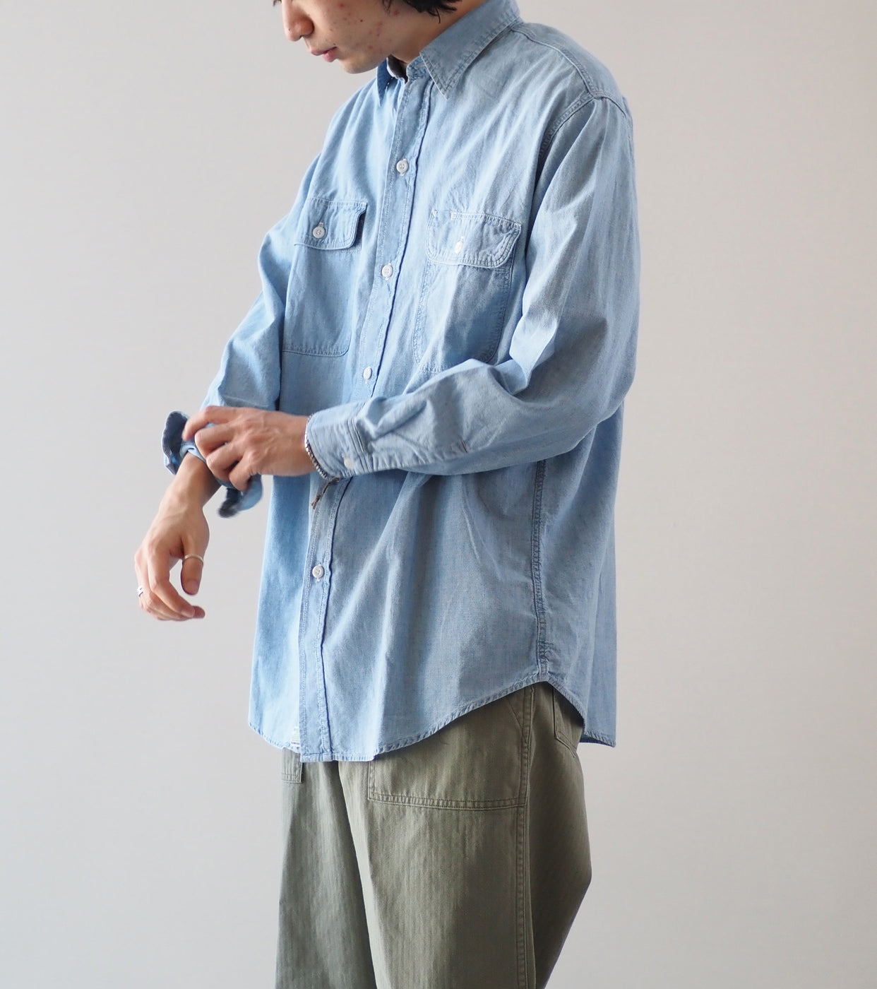 orslow Chambray Work Shirts, Chambray Bleached