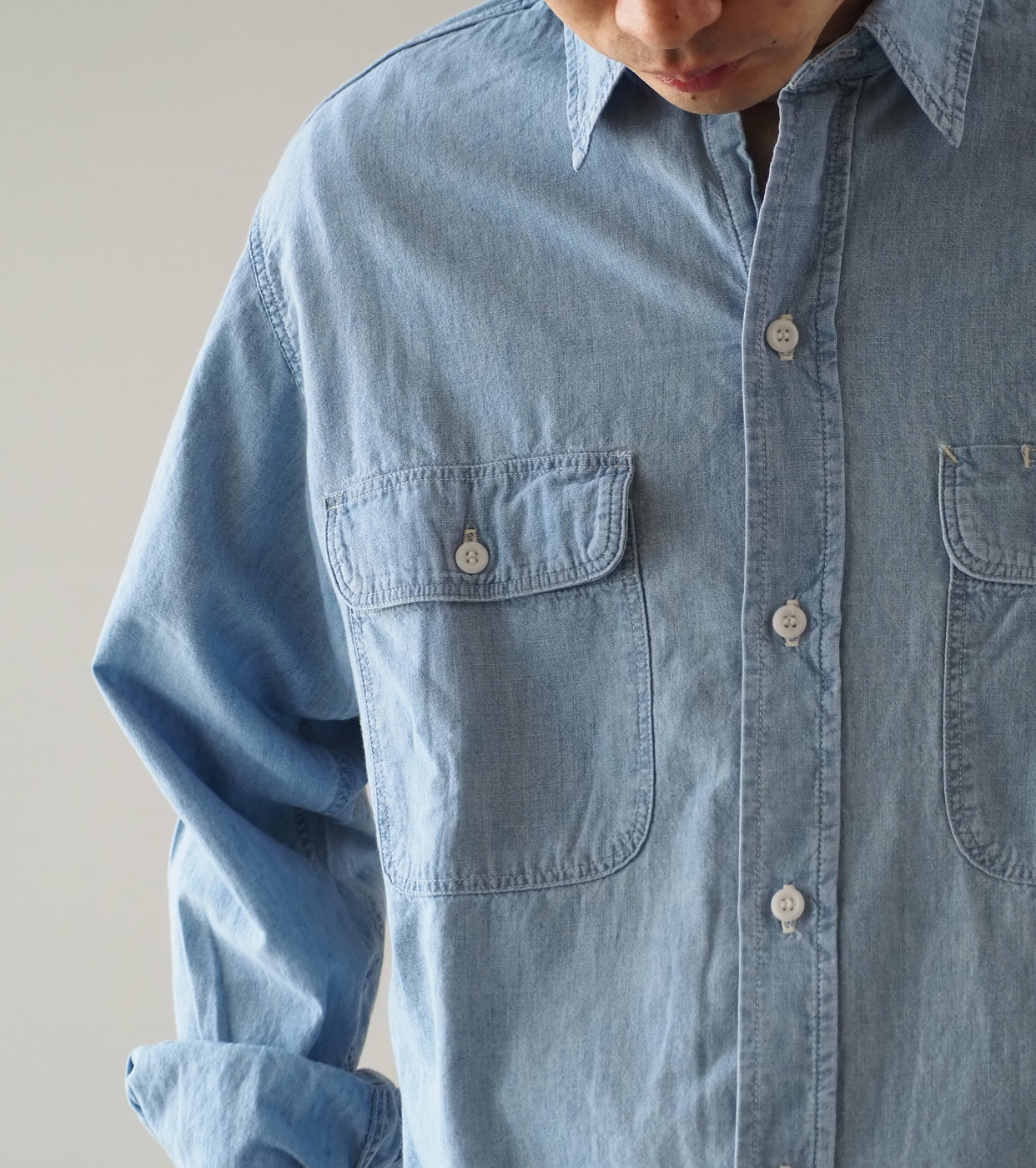 orslow Chambray Work Shirts, Chambray Bleached