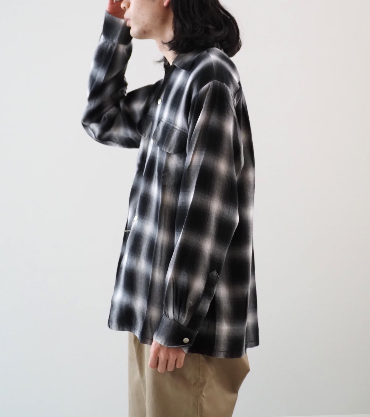 orslow Ombre Check Shirt , Black