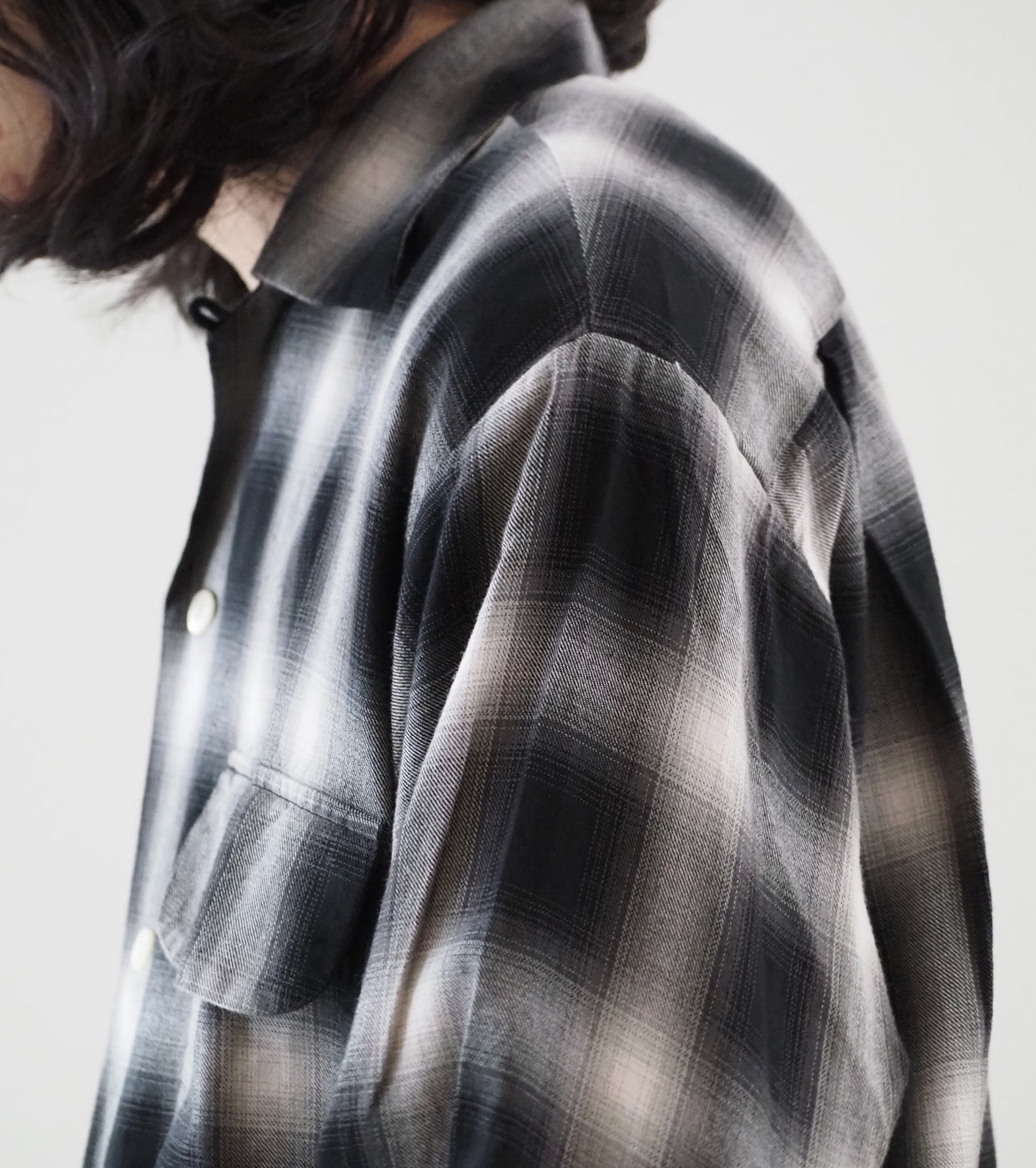 orslow Ombre Check Shirt , Black