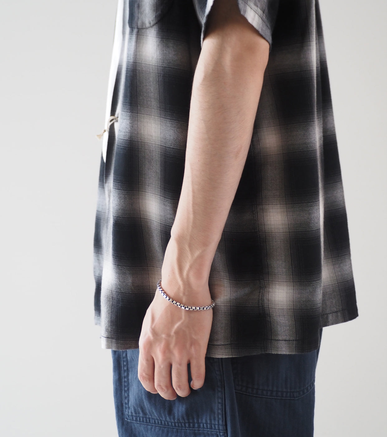 orslow Ombre Check Short Sleeve Shirt , Black