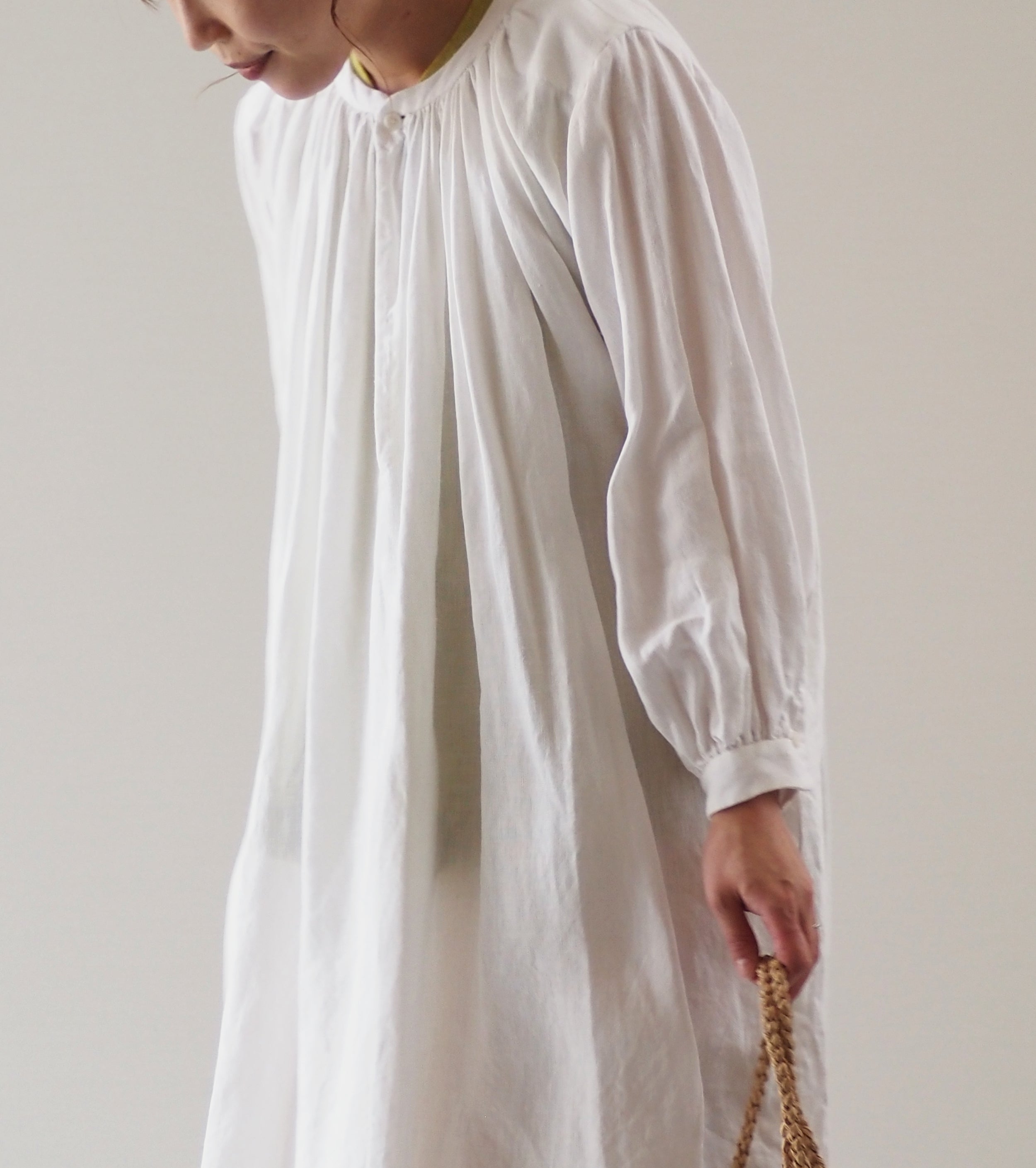 YAECA CANVAS DESIGN Gathered Dress ,White